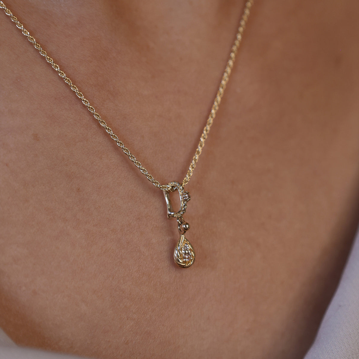 Diamond Sculpted Teardrop Pendant