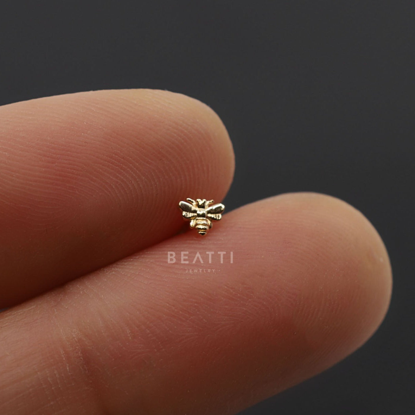 14K Gold Ultra Tiny Bee Internally Threaded - BEATTI