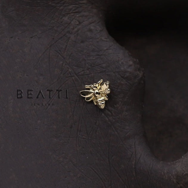 14K Gold Ultra Tiny Bee Internally Threaded - BEATTI