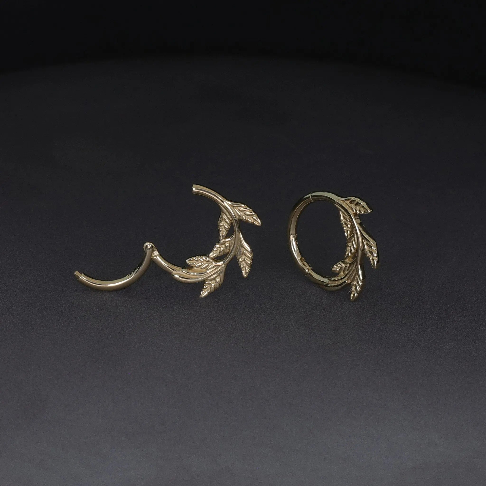BEATTI Hoops NEW 14K Solid Gold Leaf Clicker Hoop NEW 14K Solid Gold Leaf Clicker Hoop