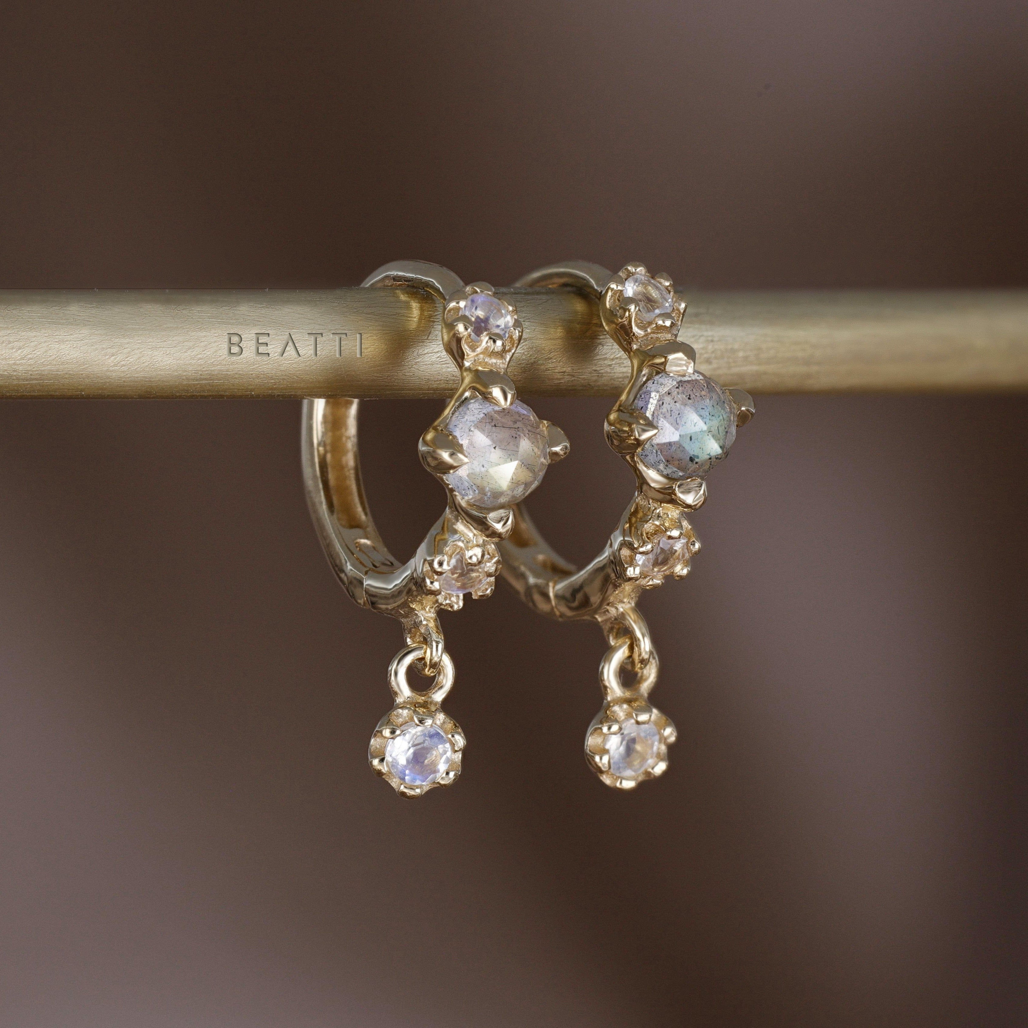 Lucine • Dainty Genuine Gemstone Hoop Earrings - BEATTI