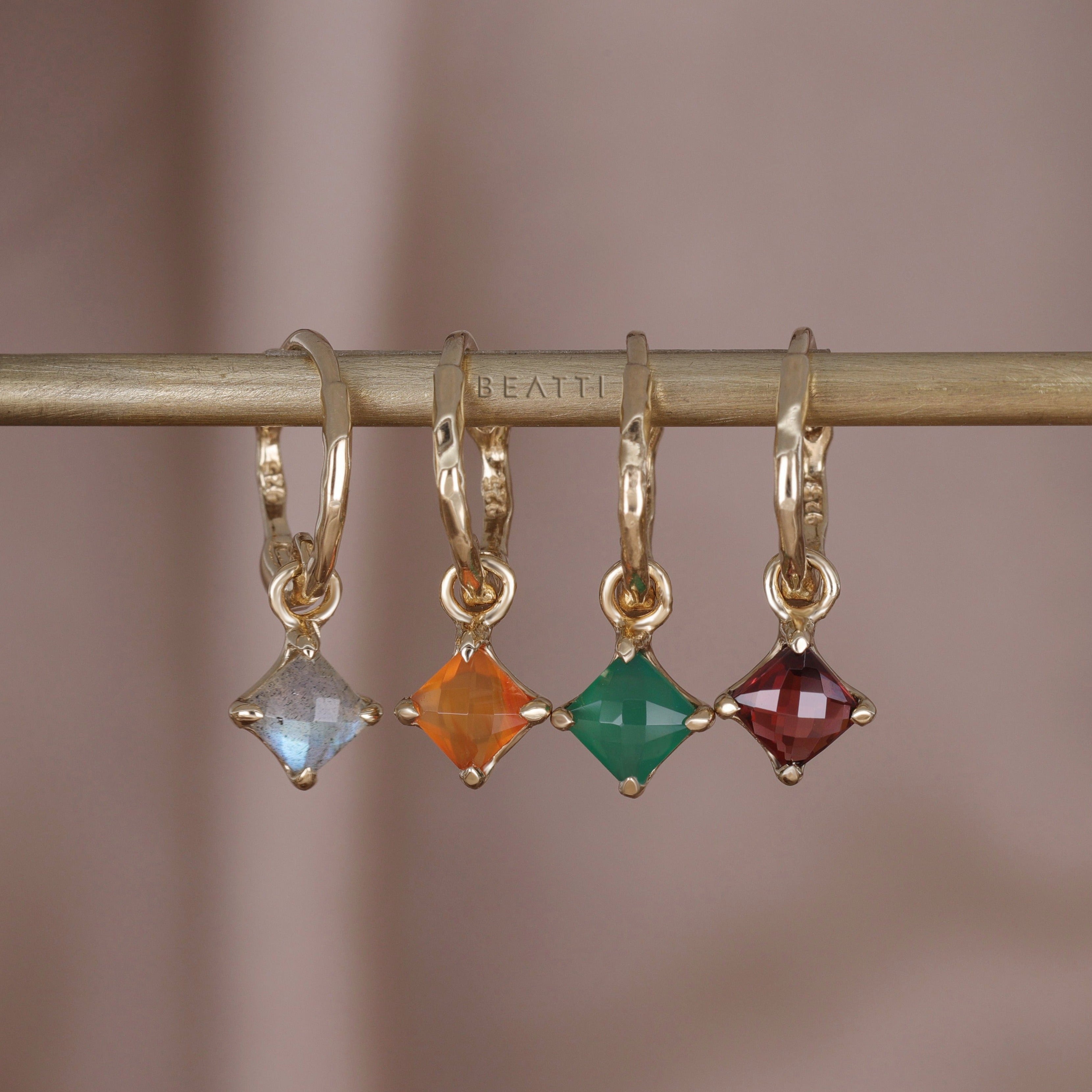 Kaya ‚Ä¢ Genuine Gemstone Char Hoop Earrings - BEATTI