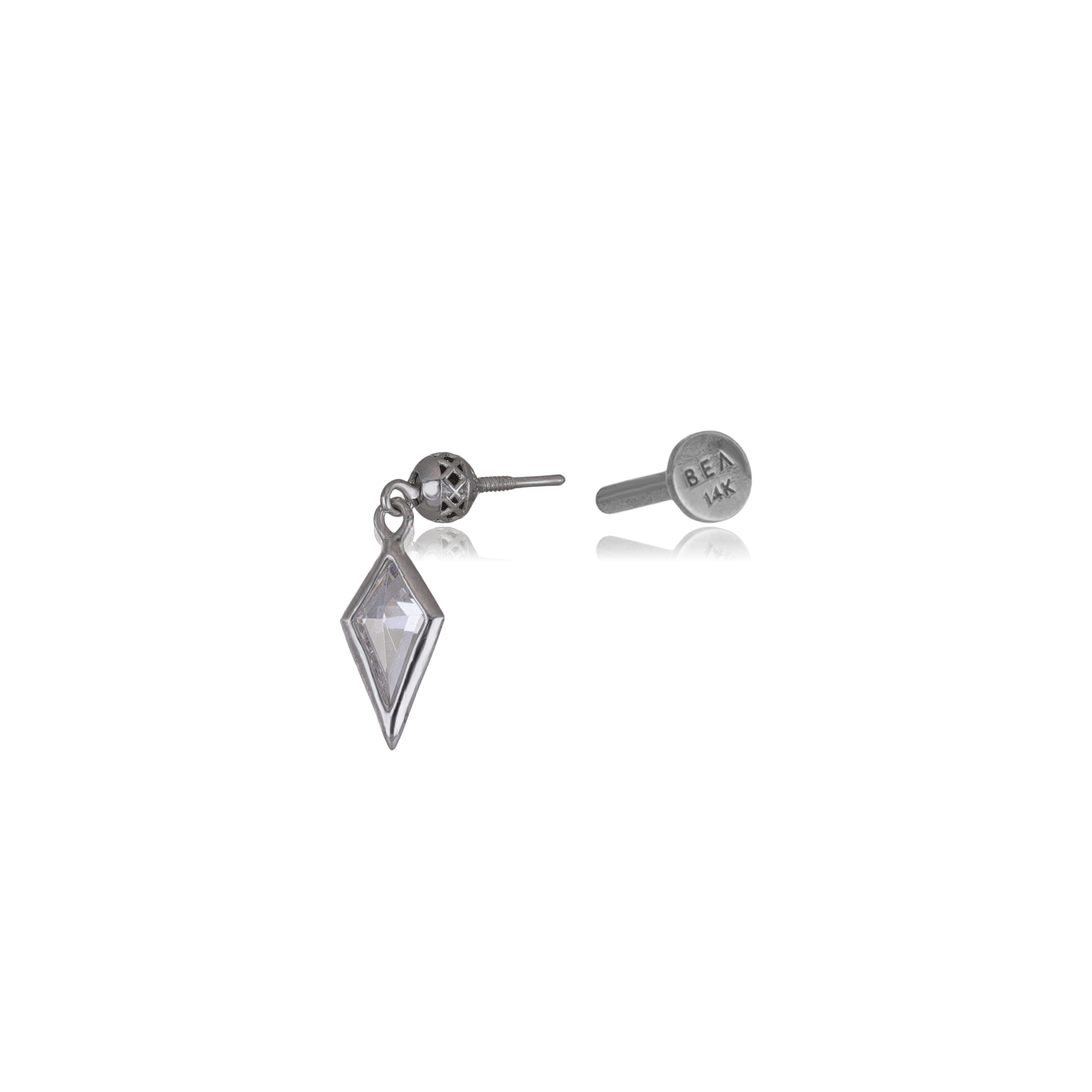 14K Solid Gold Riké Kite Diamond Flat Back Earring - BEATTI