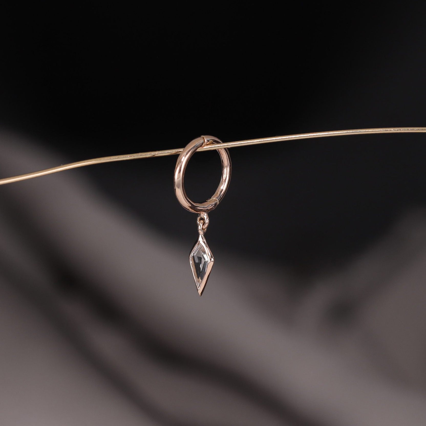Kite White Topaz Dangle Clicker Hoop