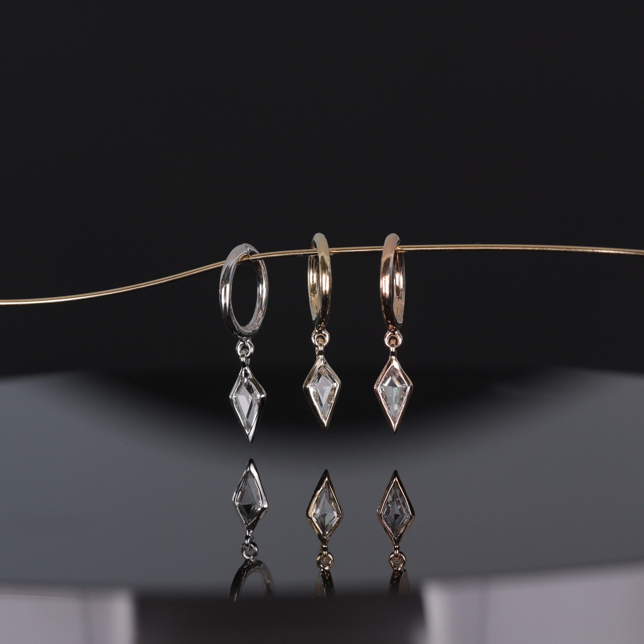 Kite White Topaz Dangle Clicker Hoop