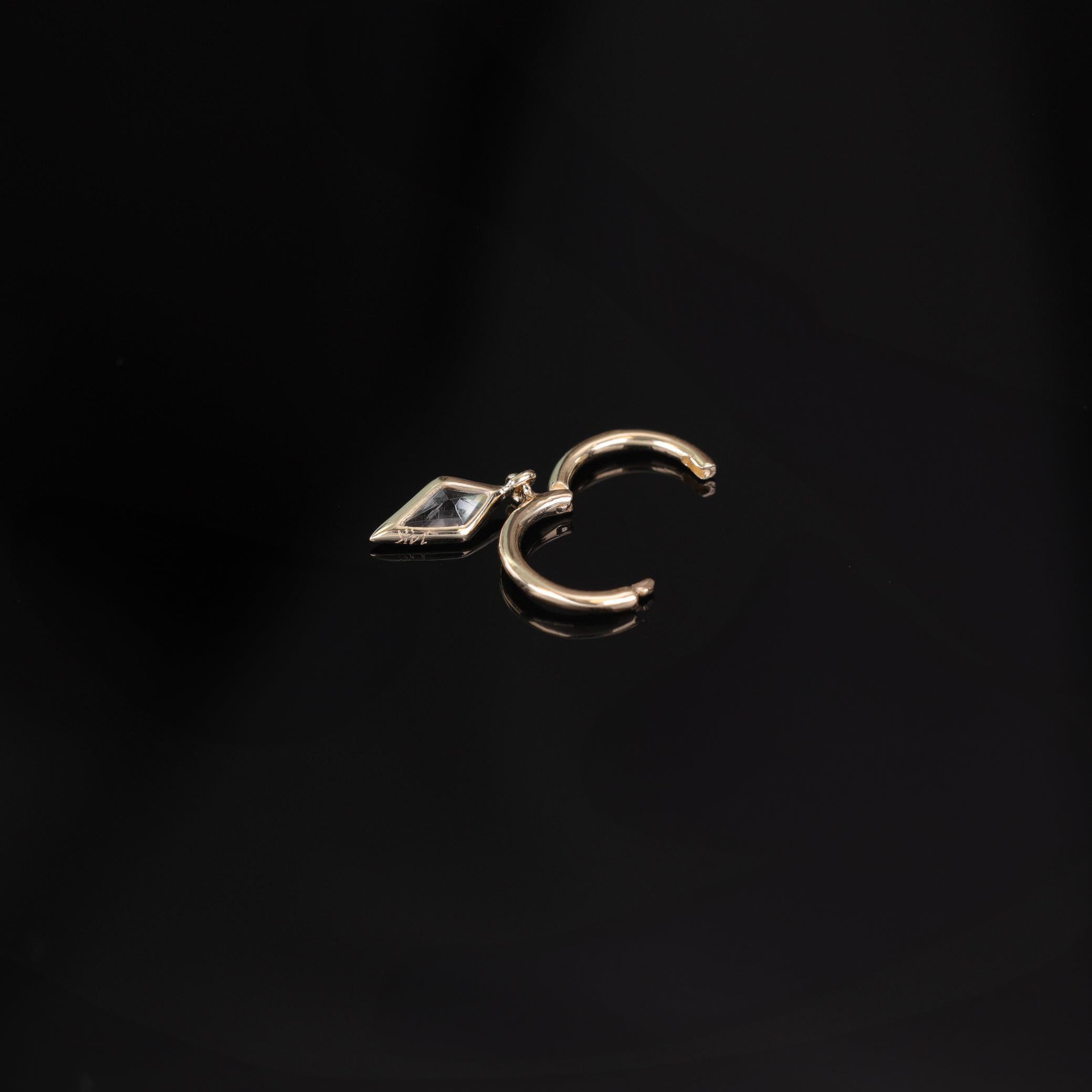 Kite White Topaz Dangle Clicker Hoop