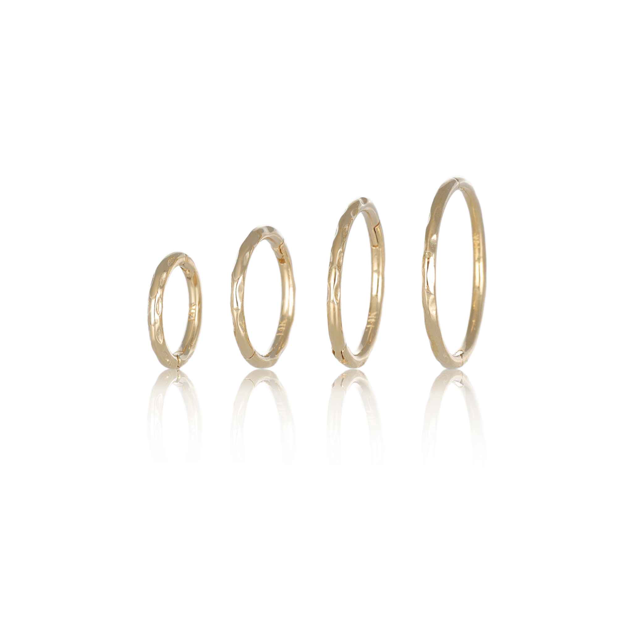 14K Gold Textured Clicker Hoops