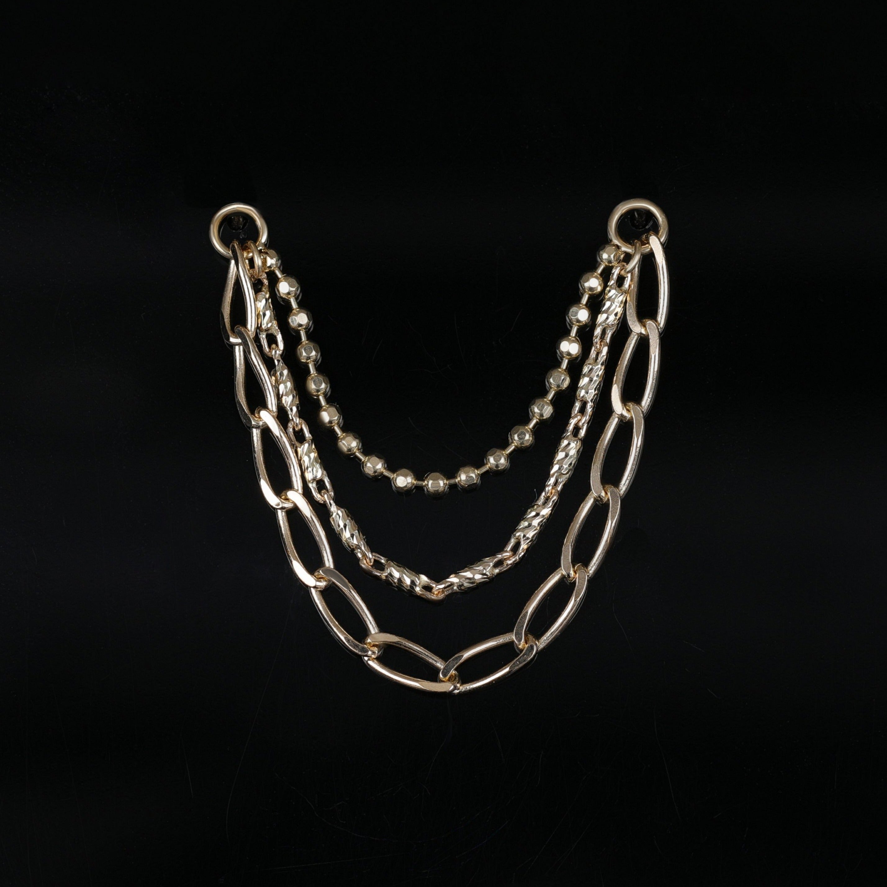 14K Gold Raro Triple Mixed Chain Chain Attachment