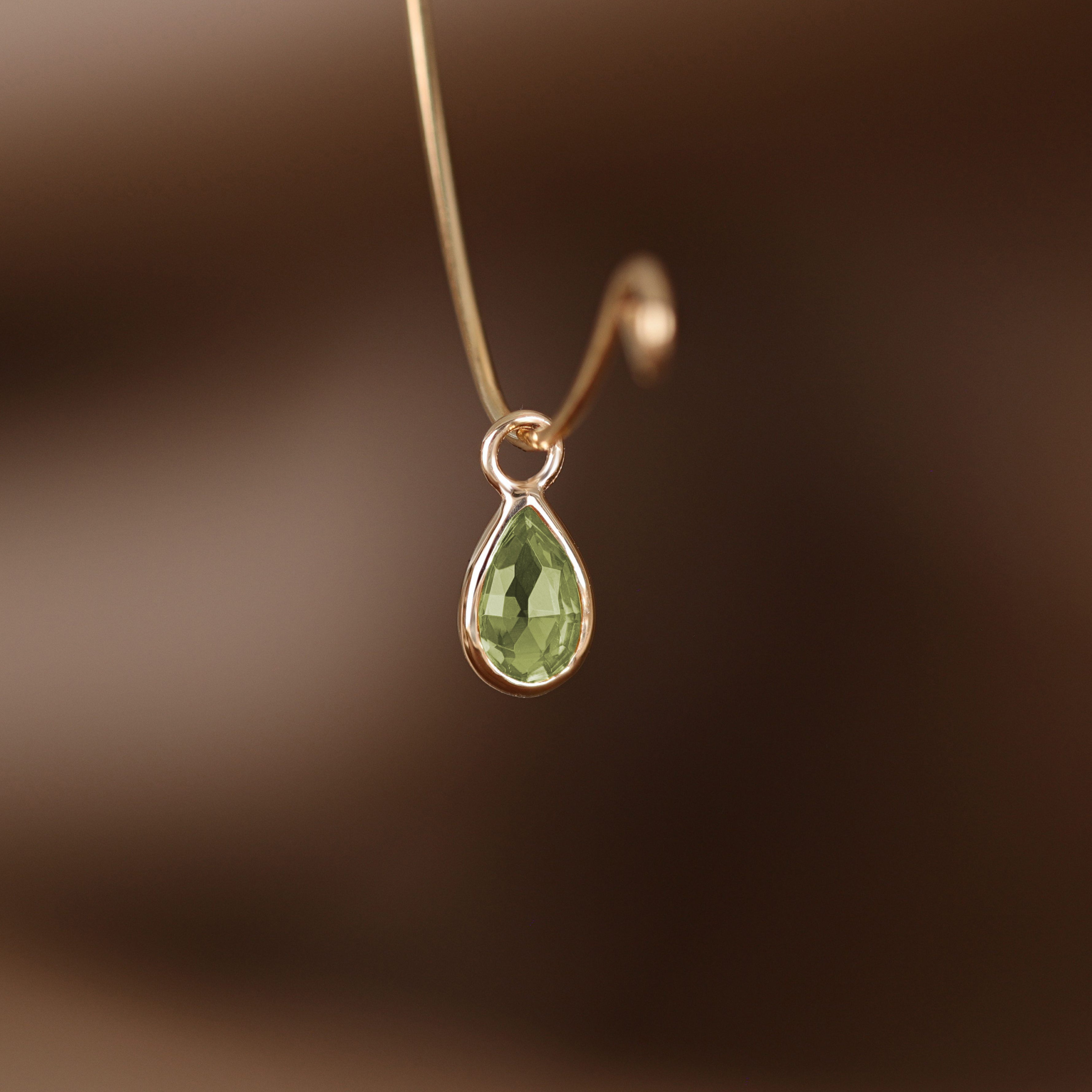 Solara • Briolette Teardrop Gemstone Hoop Charm