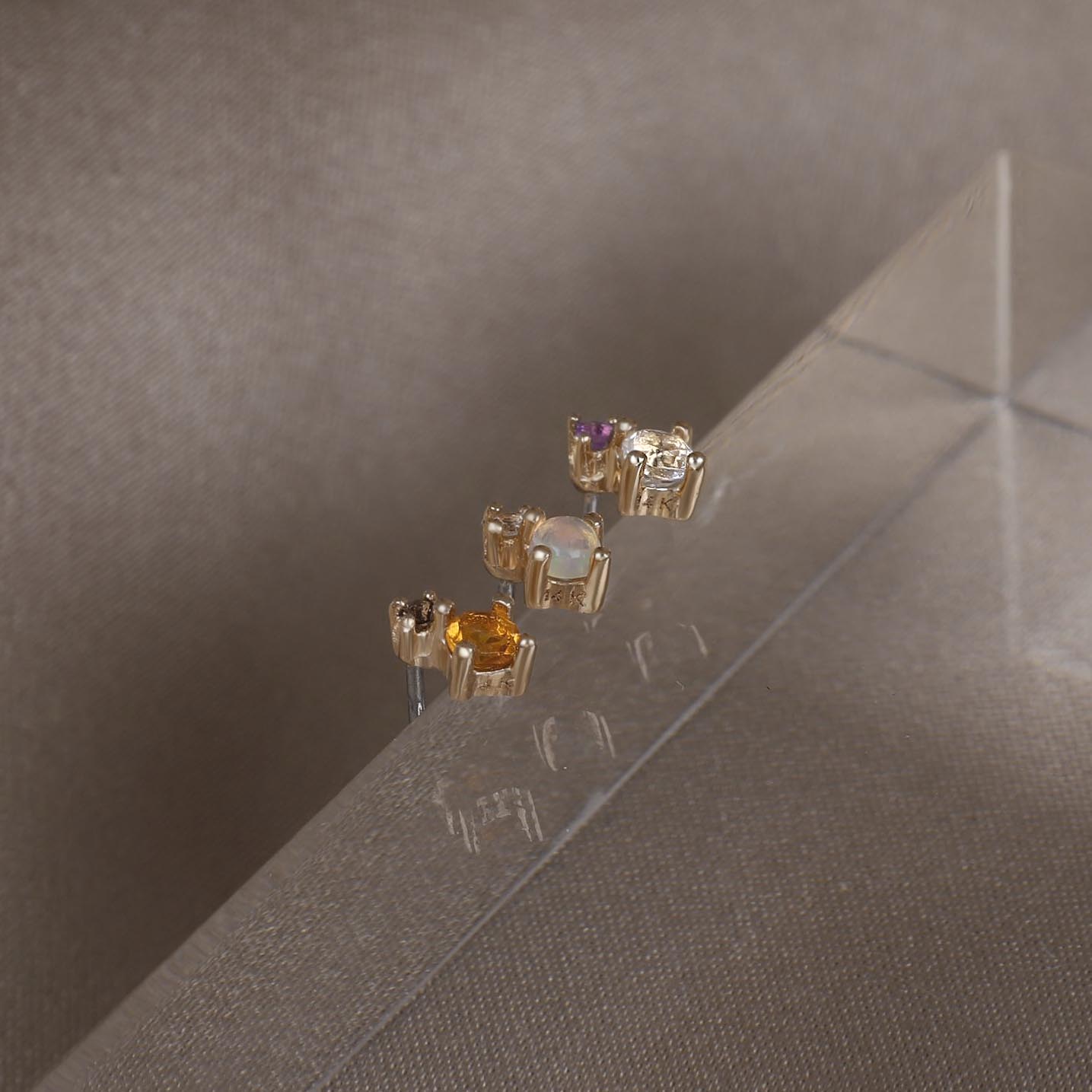 A pair of new creative earrings with Rhinestone rose gold titanium steel  earrings women's double ring pop earrings | SHEIN