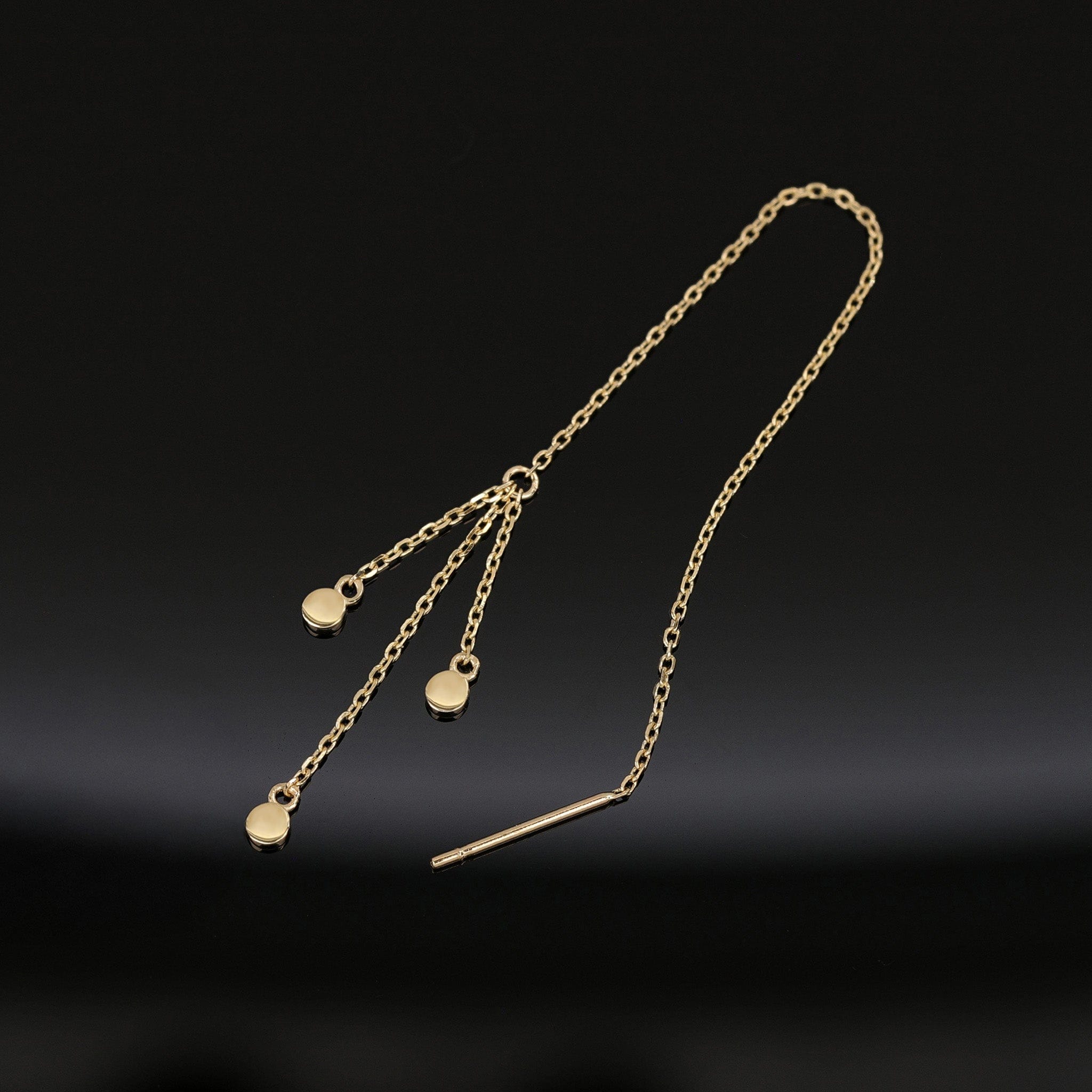 BEATTI Hoops Gold / Single JE13169 • 14K Gold Triple Chain Dangle Threader JE13169 JE13169 • 14K Gold Triple Chain Dangle Threader