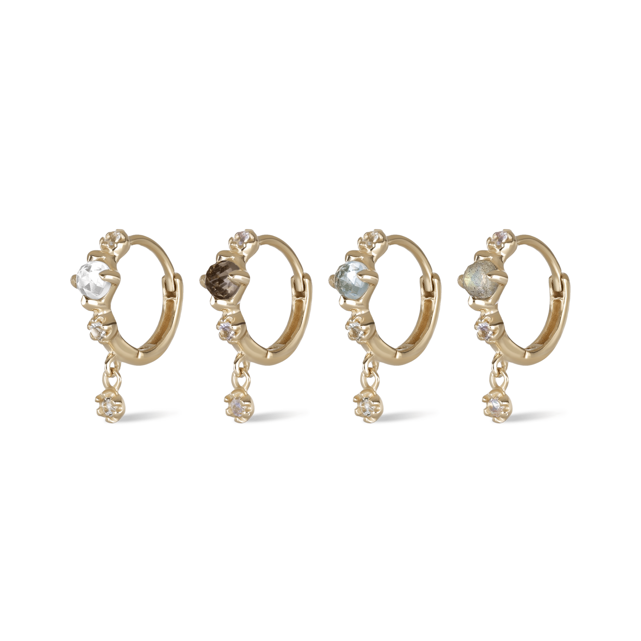 Lucine • Dainty Genuine Gemstone Hoop Earrings