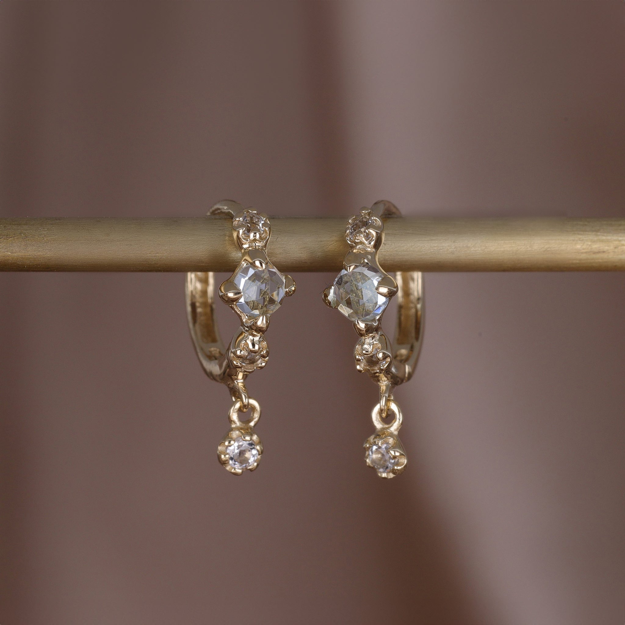 Lucine • Dainty Genuine Gemstone Hoop Earrings Sky Blue Topaz