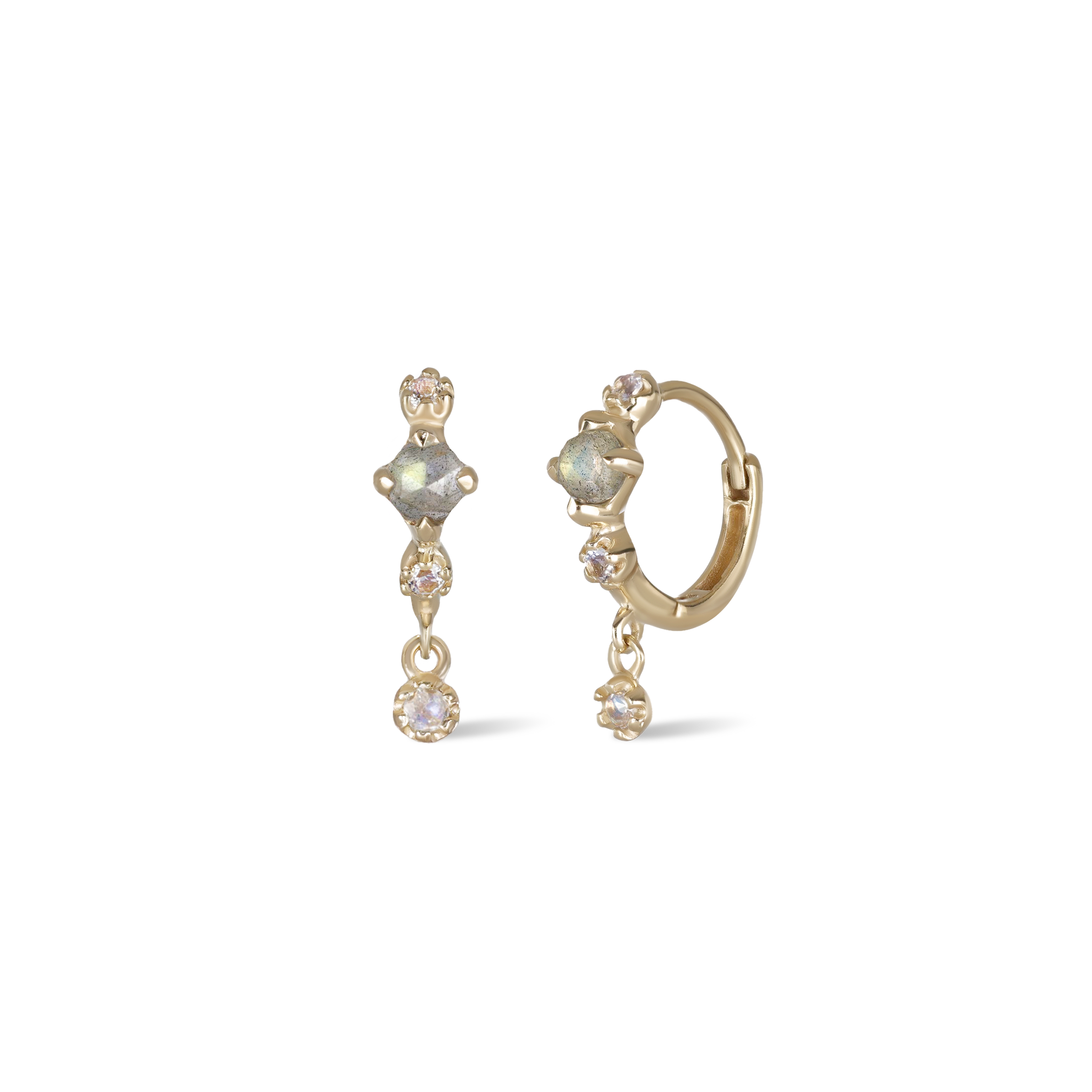 Lucine • Dainty Genuine Gemstone Hoop Earrings