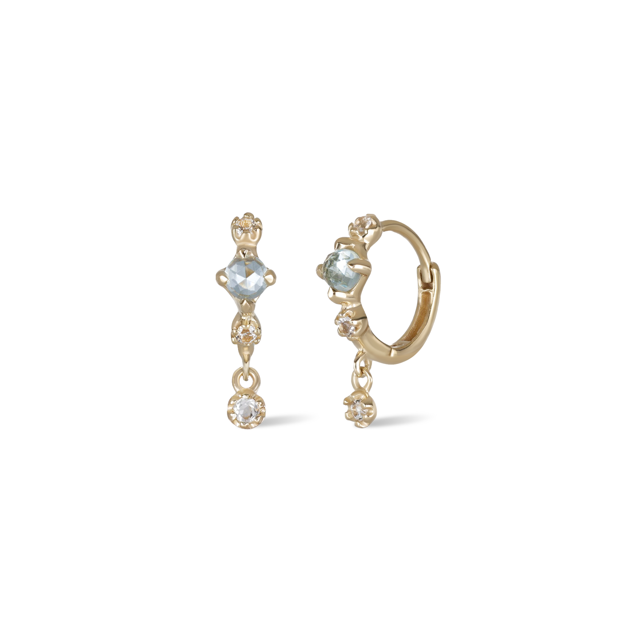 Lucine • Dainty Genuine Gemstone Hoop Earrings Sky Blue Topaz