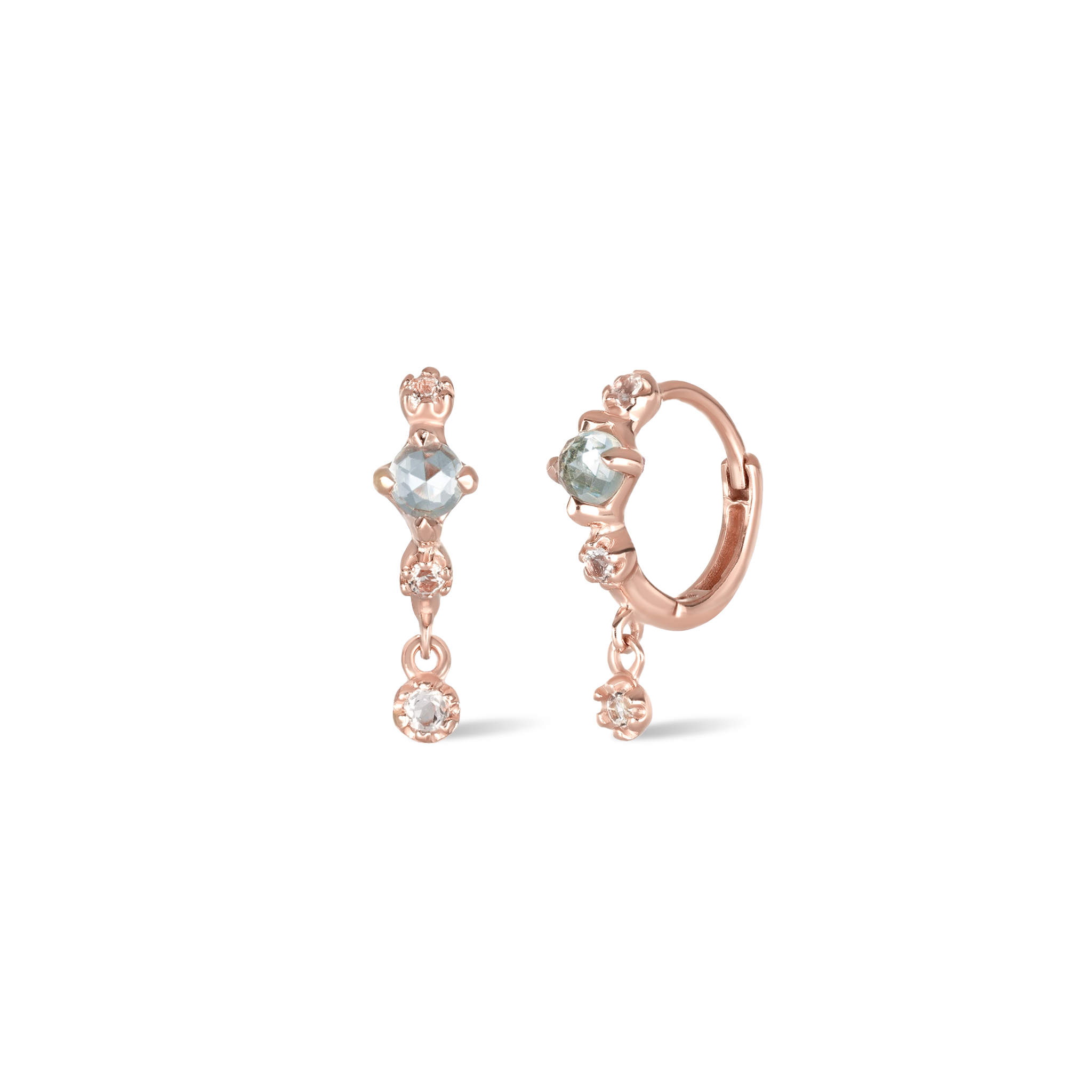 Lucine • Dainty Genuine Gemstone Hoop Earrings Sky Blue Topaz