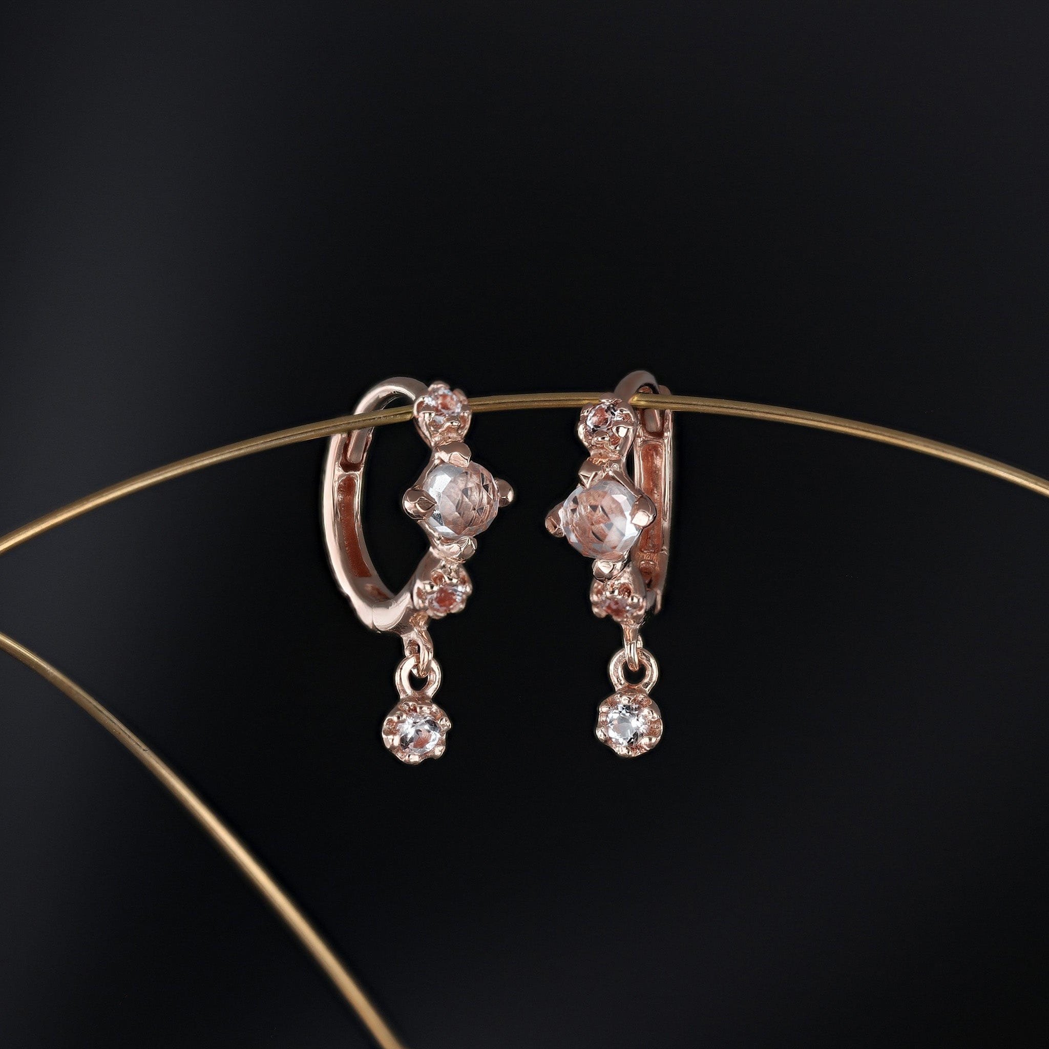 Lucine • Dainty Genuine Gemstone Hoop Earrings
