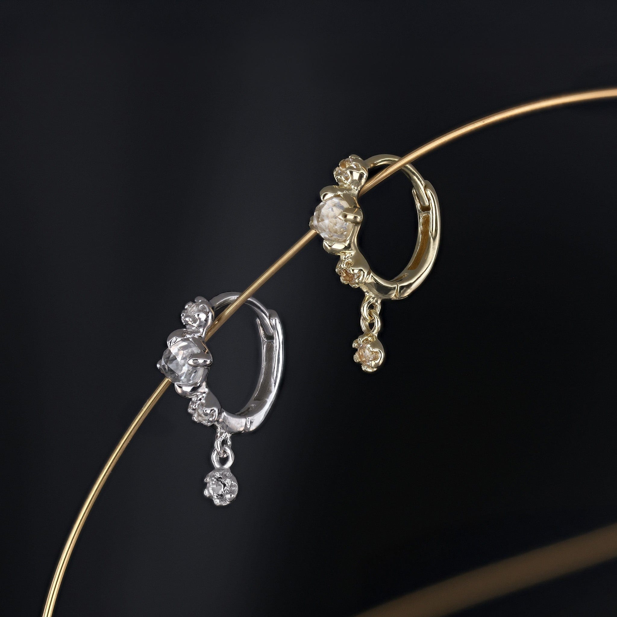 Lucine • Dainty Genuine Gemstone Hoop Earrings