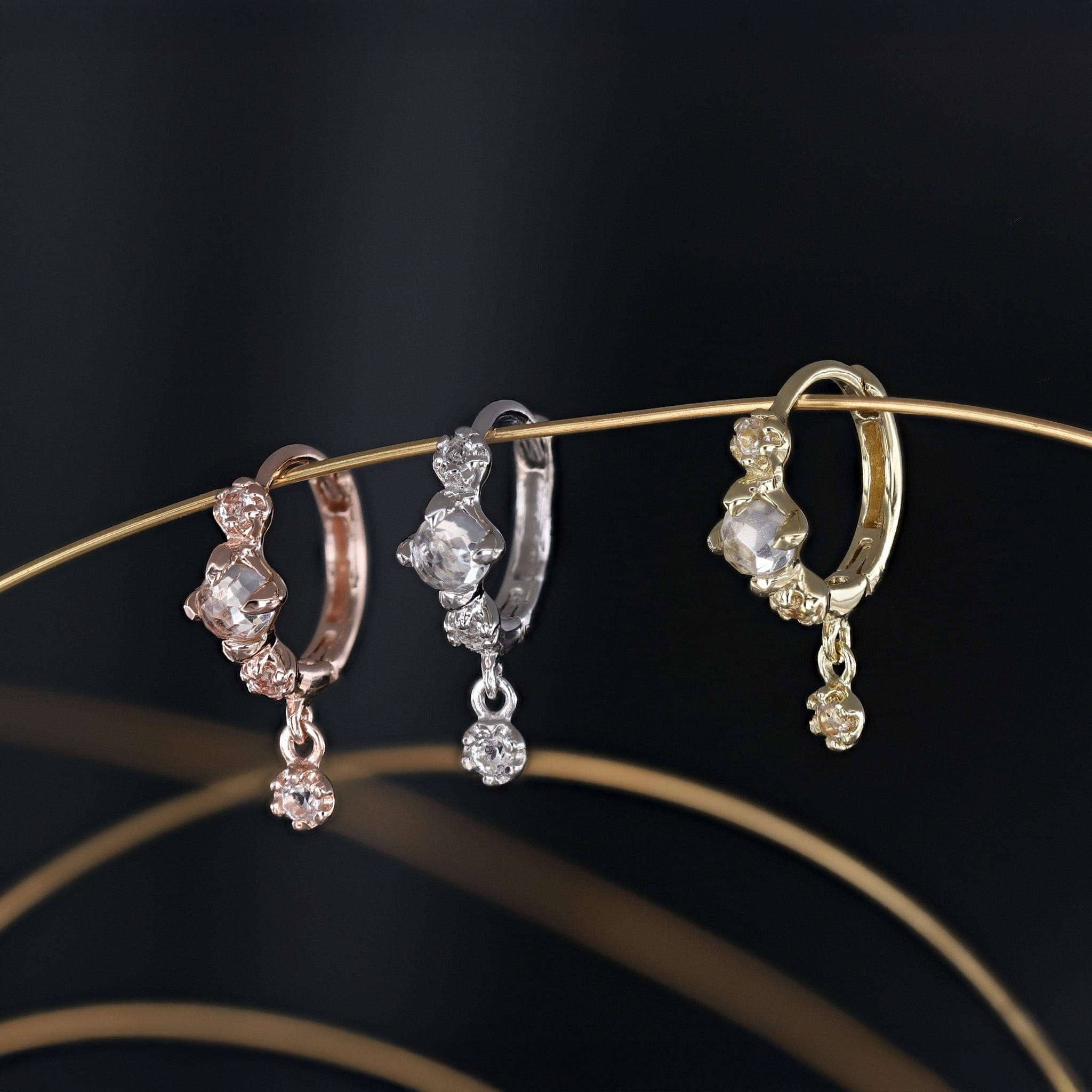 Lucine • Dainty Genuine Gemstone Hoop Earrings