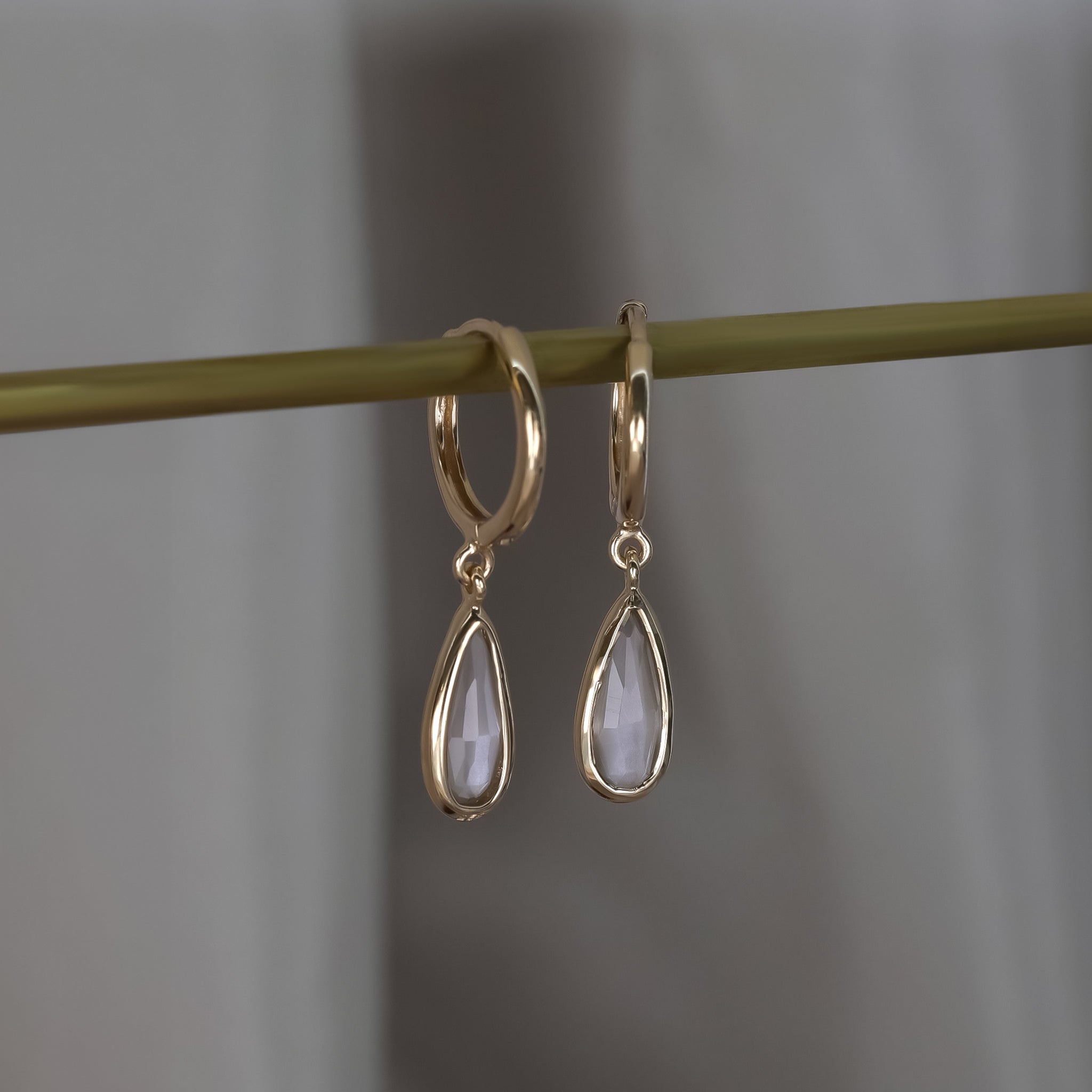 Iris • Grey Moonstone Hoop Earring