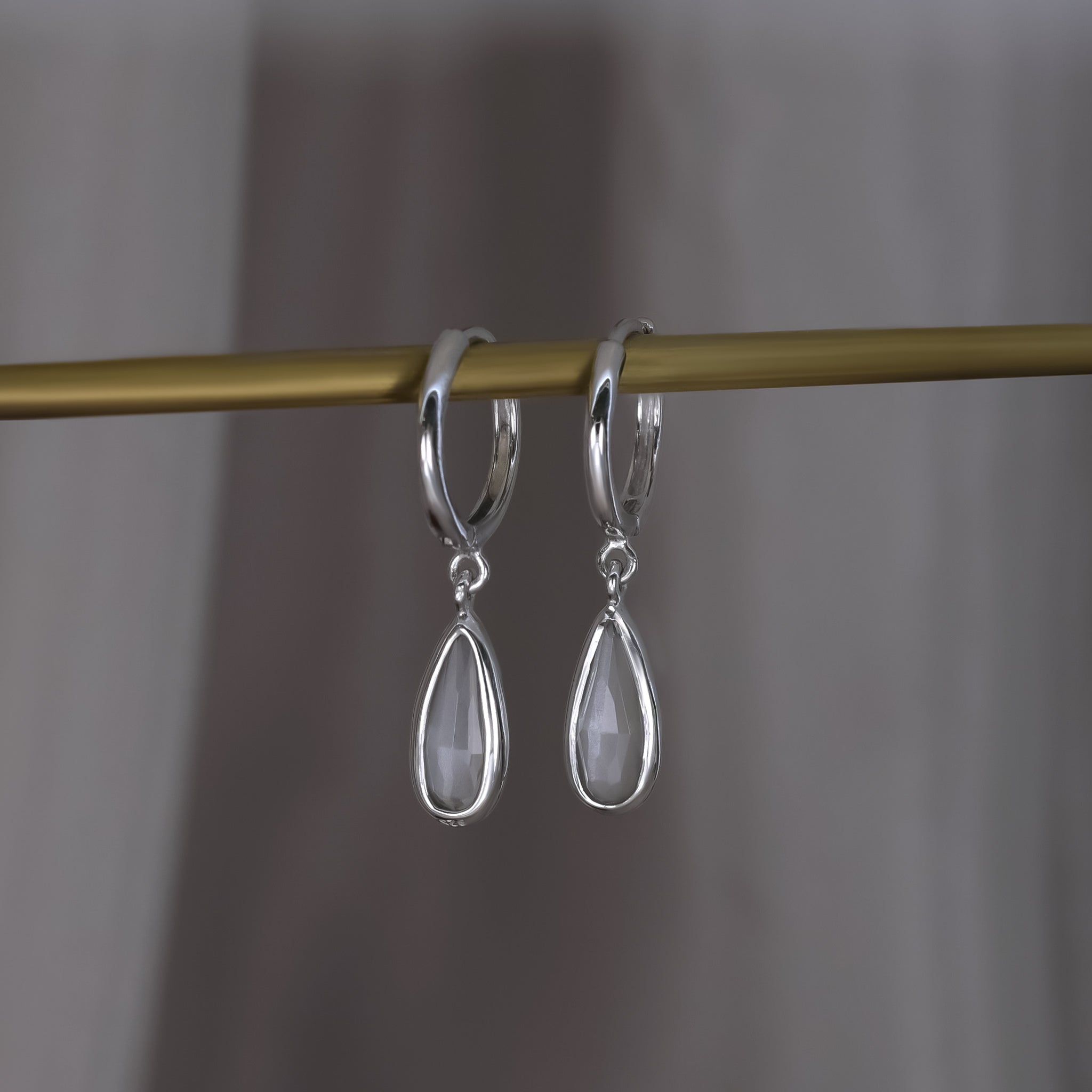 Iris • Grey Moonstone Hoop Earring