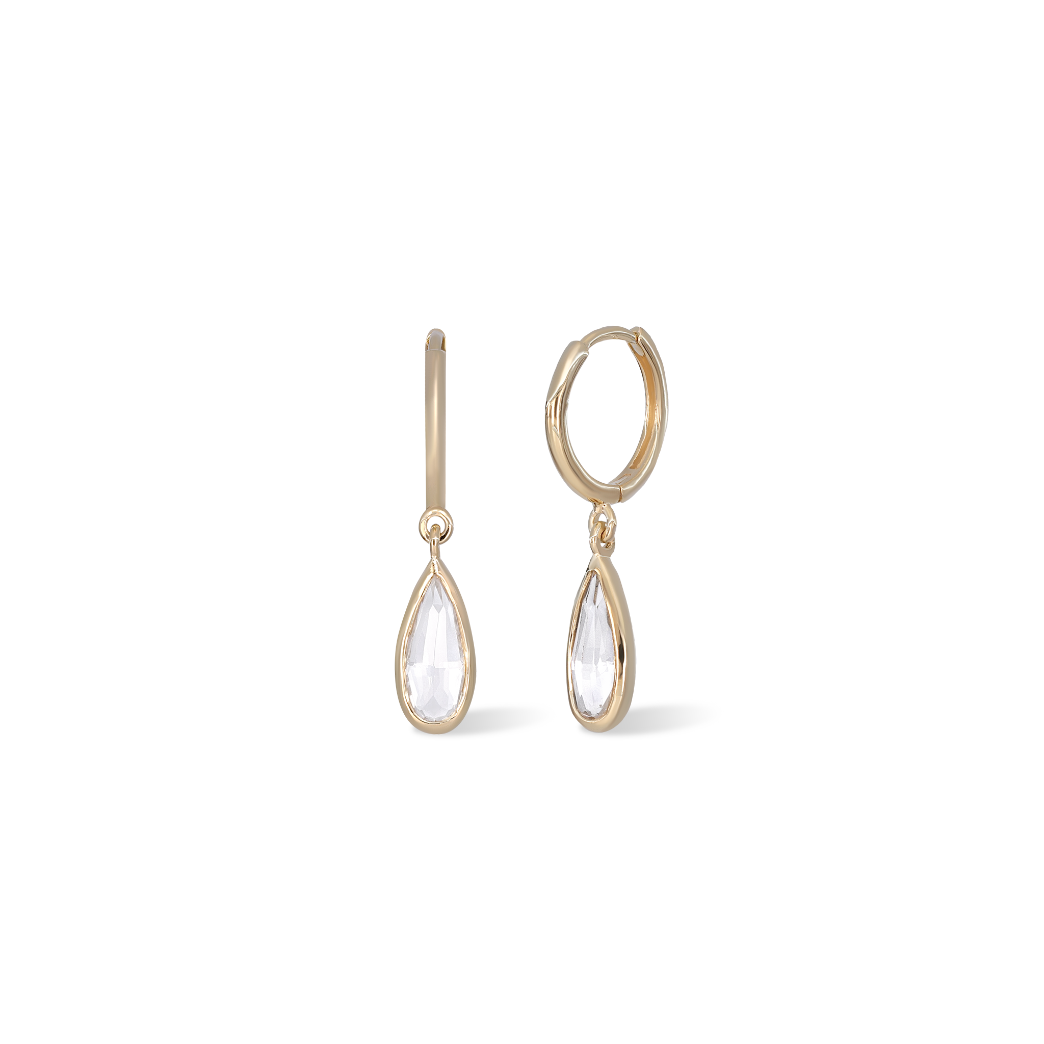 Iris Charm Drop Hoop Earrings White Topaz