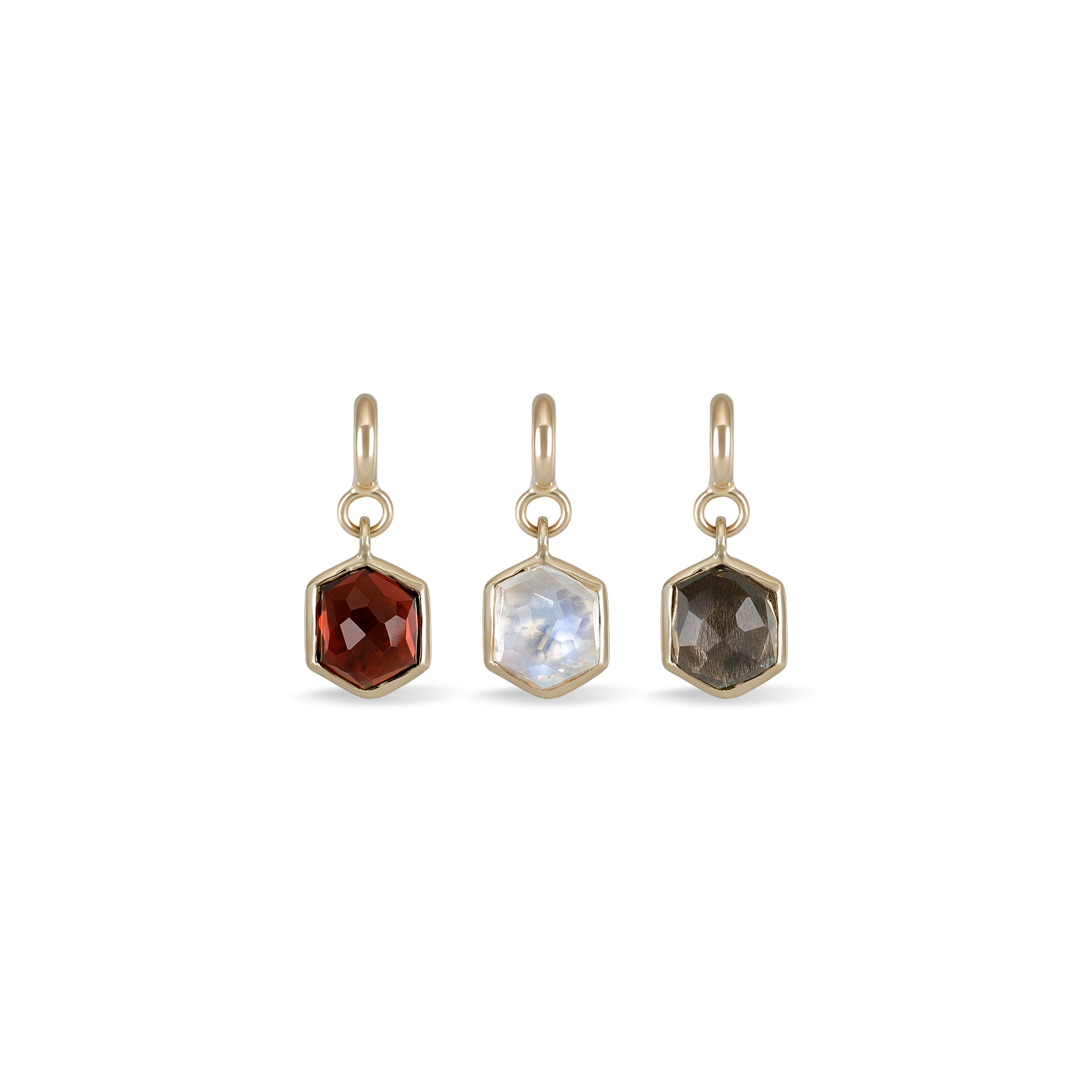 Mini Hexagon Dome Gemstone SR Pendant