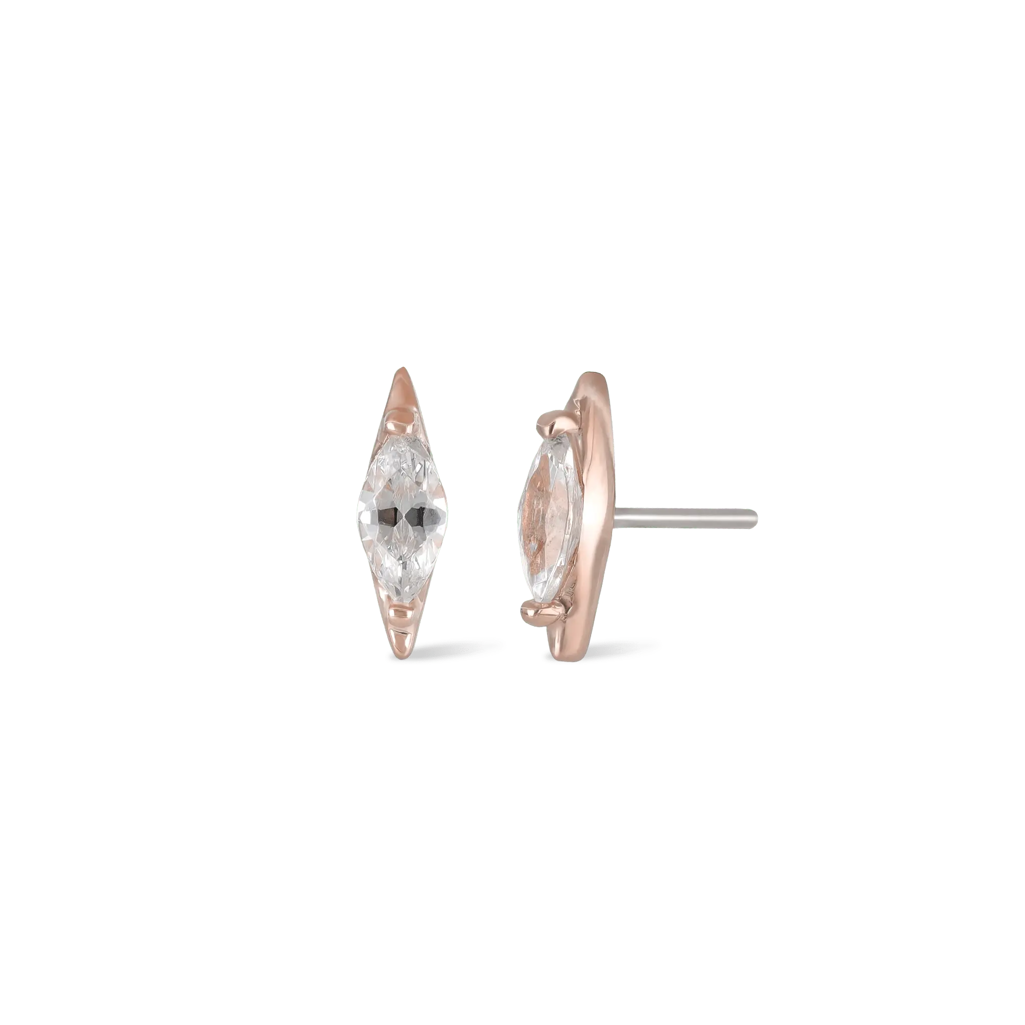 BEATTI Threadless Ends Rose Gold 14K Marquise CZ Threadless Ends K-PJTH021 Marquiz 14K Marquise CZ Threadless Ends