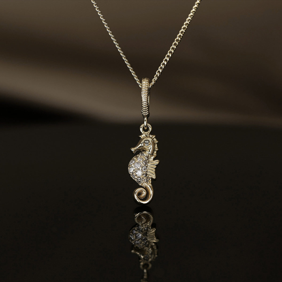 Champagne Diamond Seahorse Charm Pendant