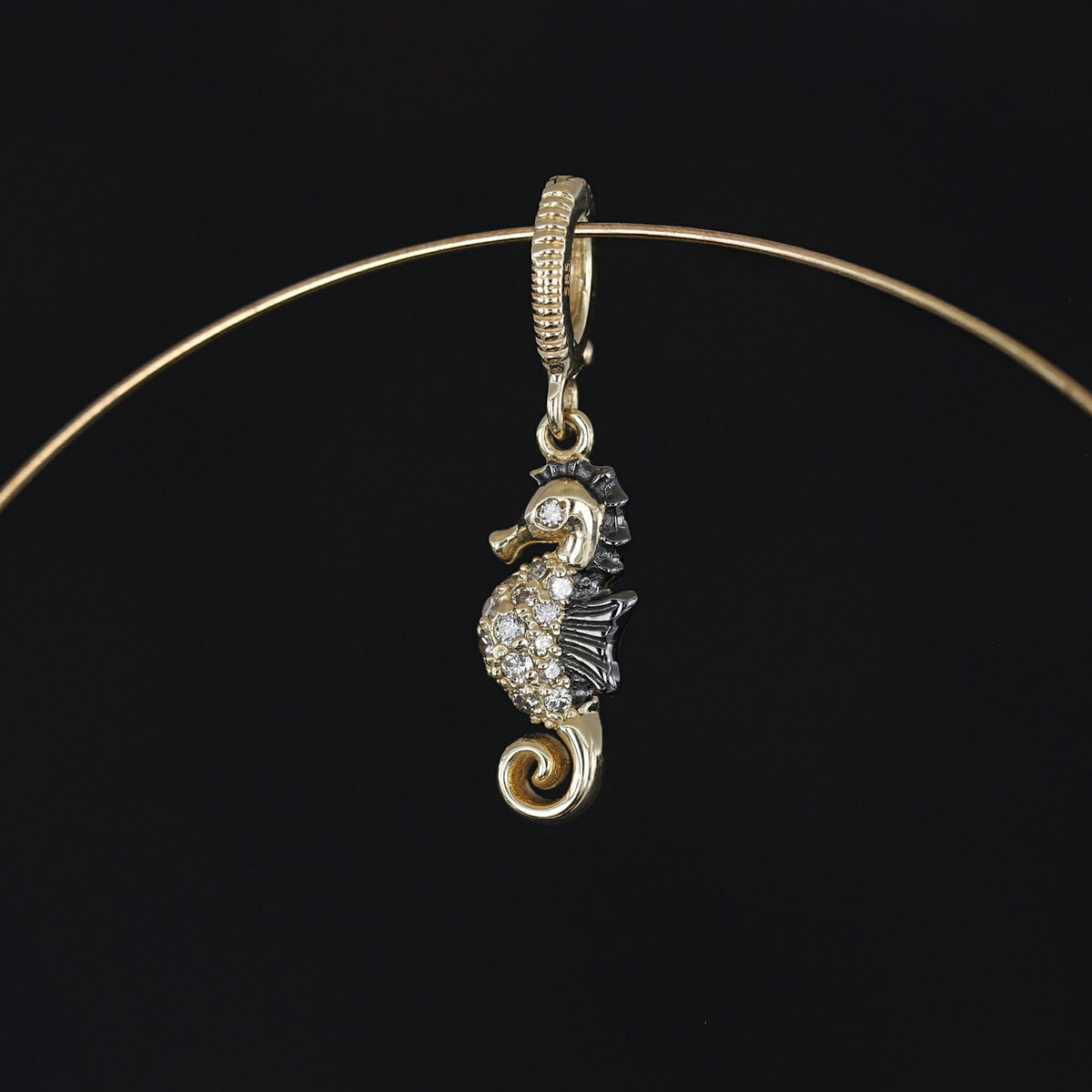 Champagne Diamond Seahorse Charm Pendant
