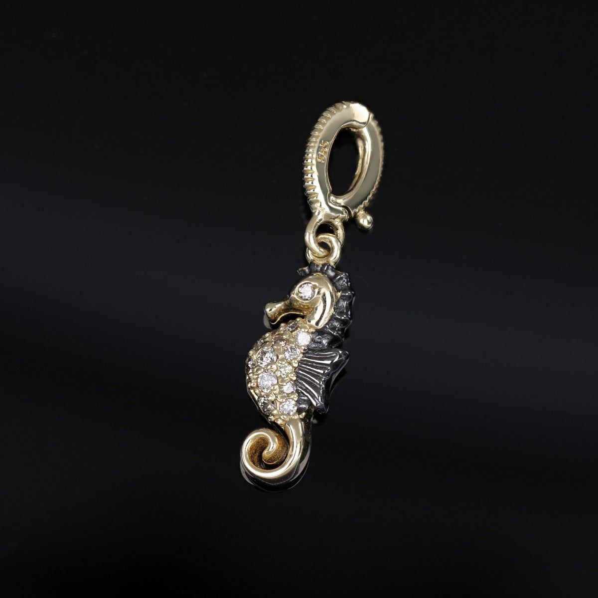 Champagne Diamond Seahorse Charm Pendant