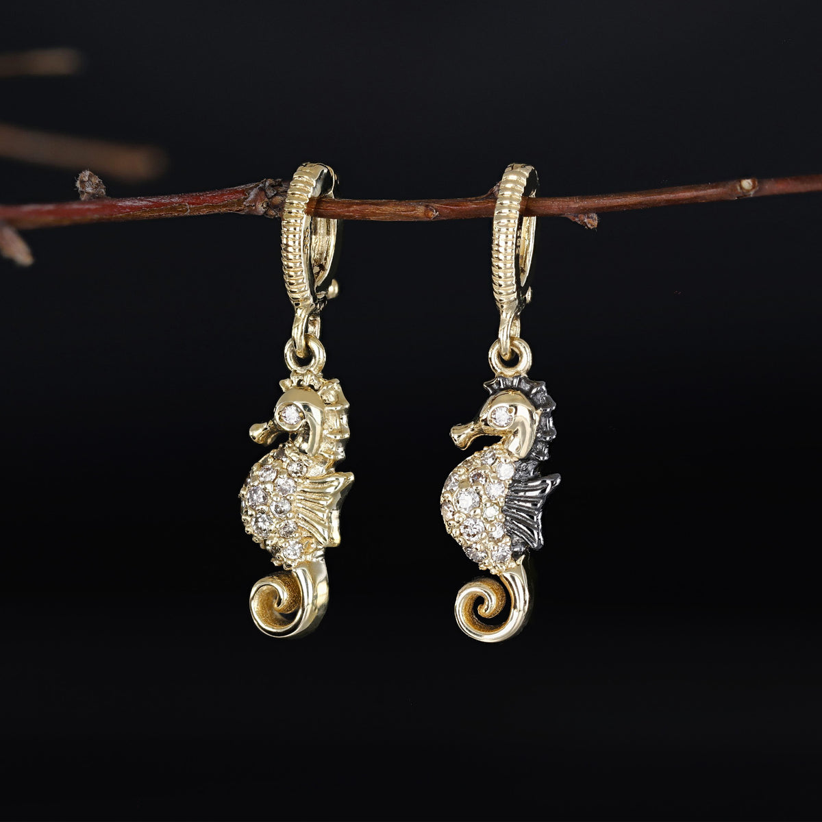 Champagne Diamond Seahorse Charm Pendant