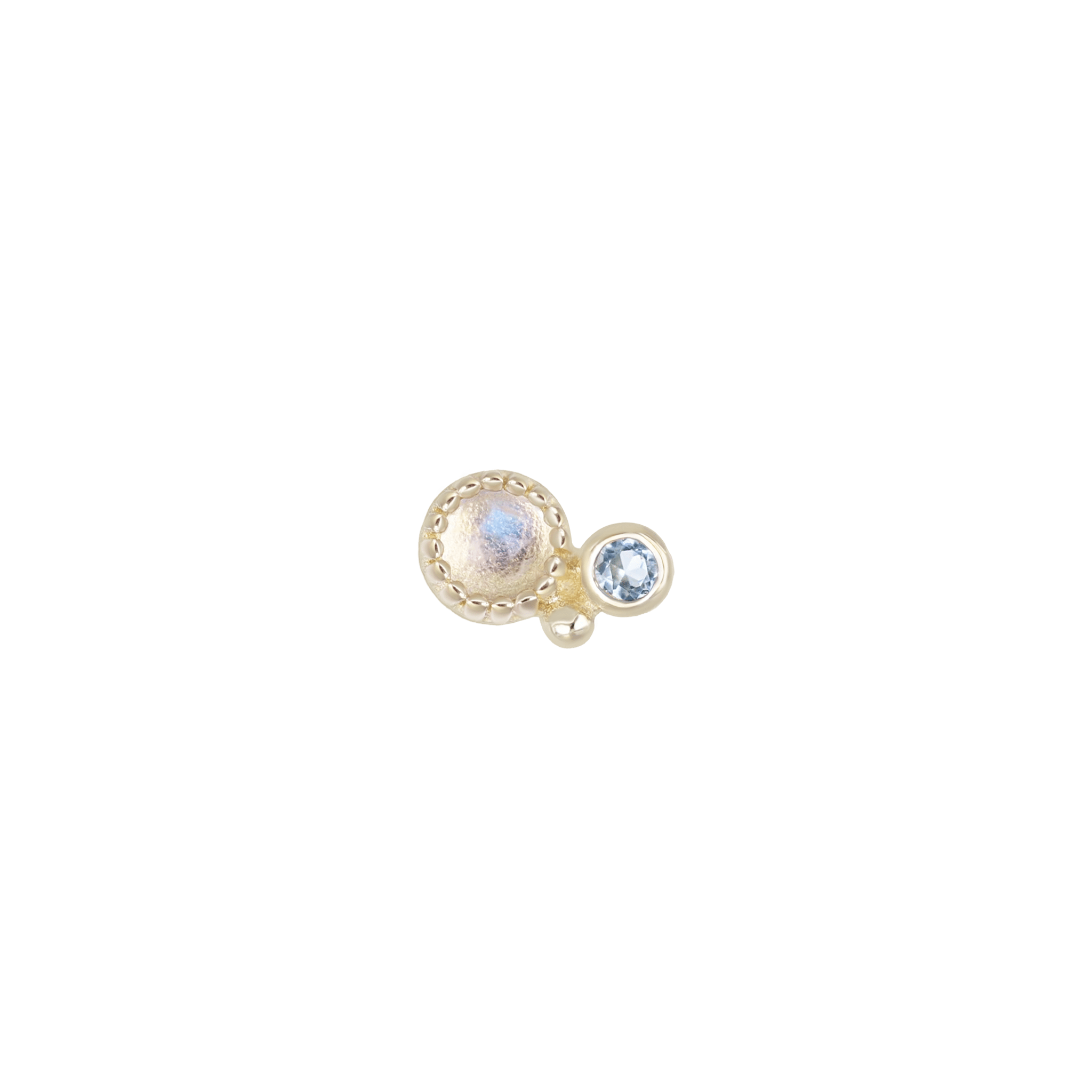 BEATTI Threadless Ends Gold / Rainbow Moonstone / Left Twinette • 14K Gold Gemstone Threadless End BTPRG076 MR TSBW Twinette • 14K Gold Gemstone Threadless End