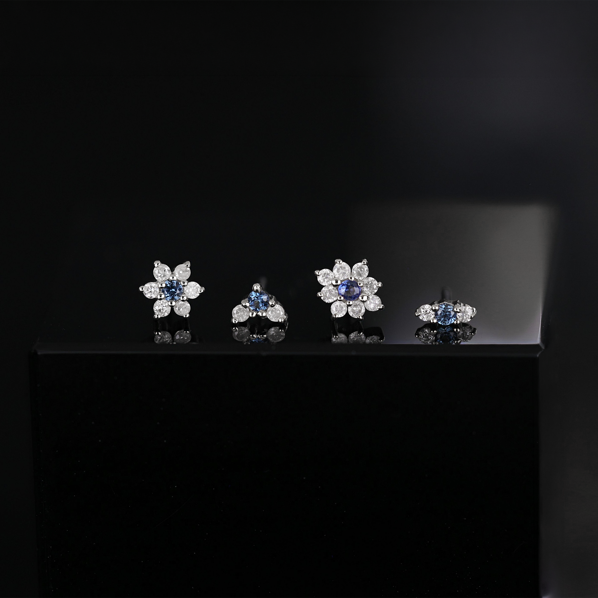 Fio • Micro Gemstone & Icy Diamond Cluster Flat Back Stud