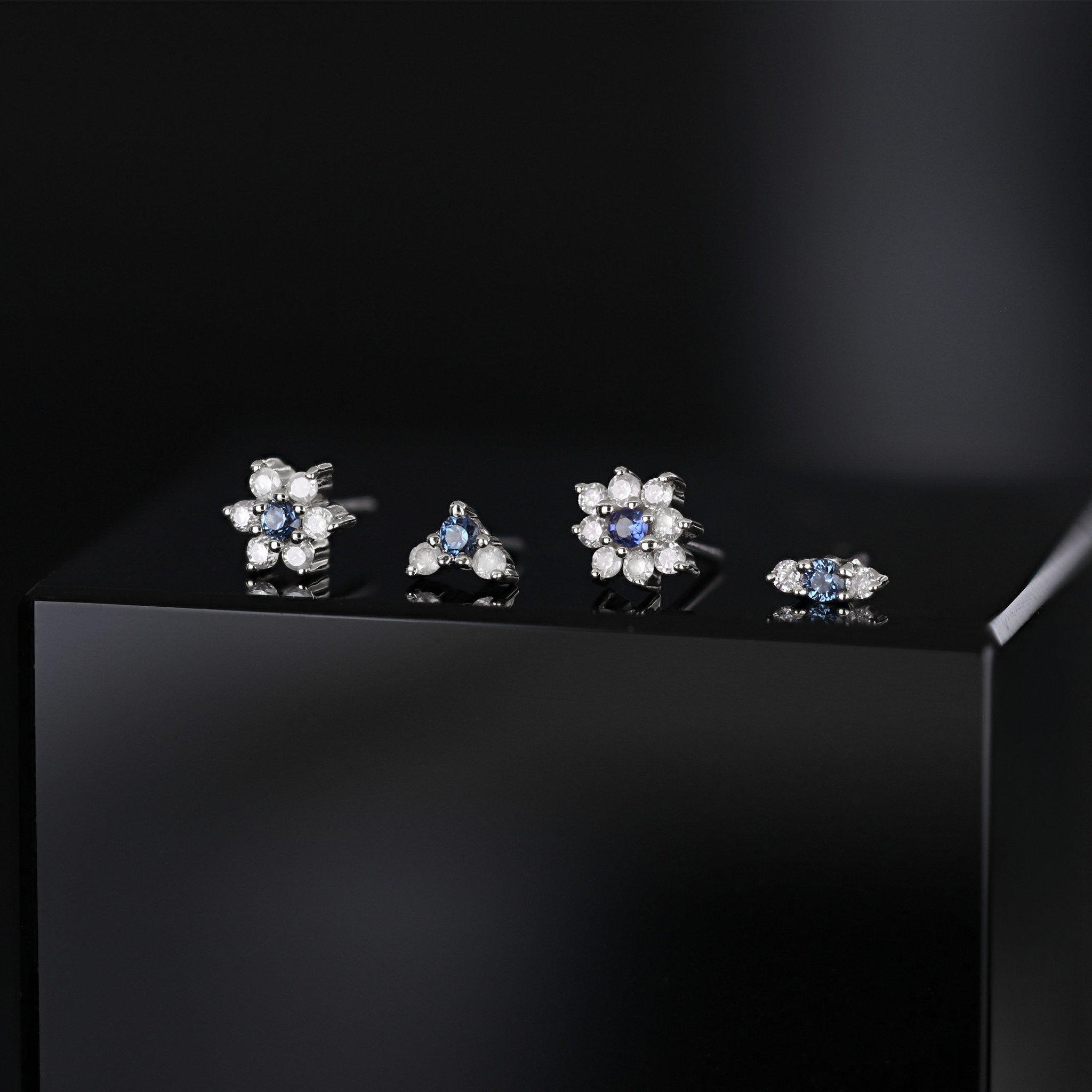 Fio • Micro Gemstone & Icy Diamond Cluster Flat Back Stud