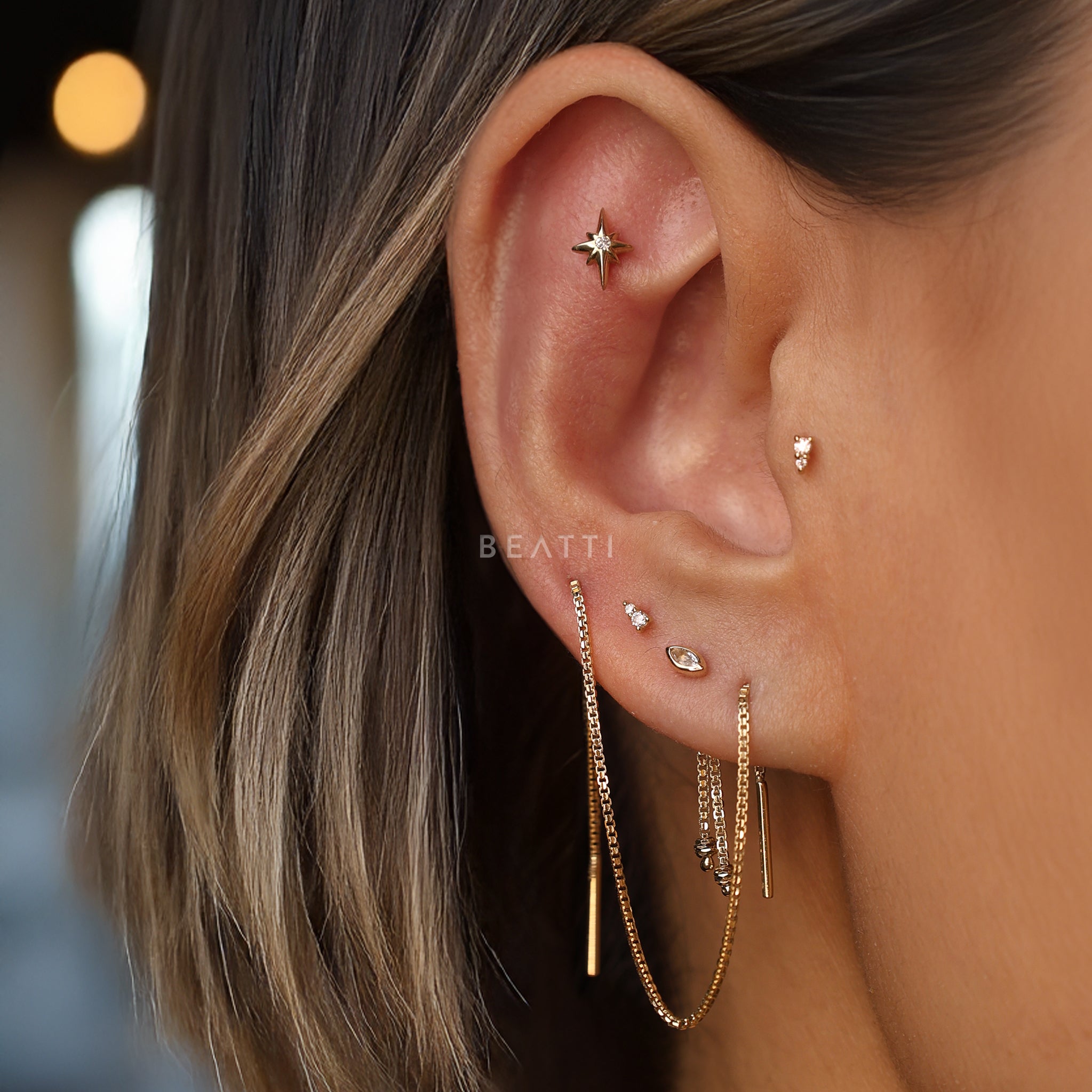 Bitsy • Tiny Double CZ Internally Threaded Flatback Stud