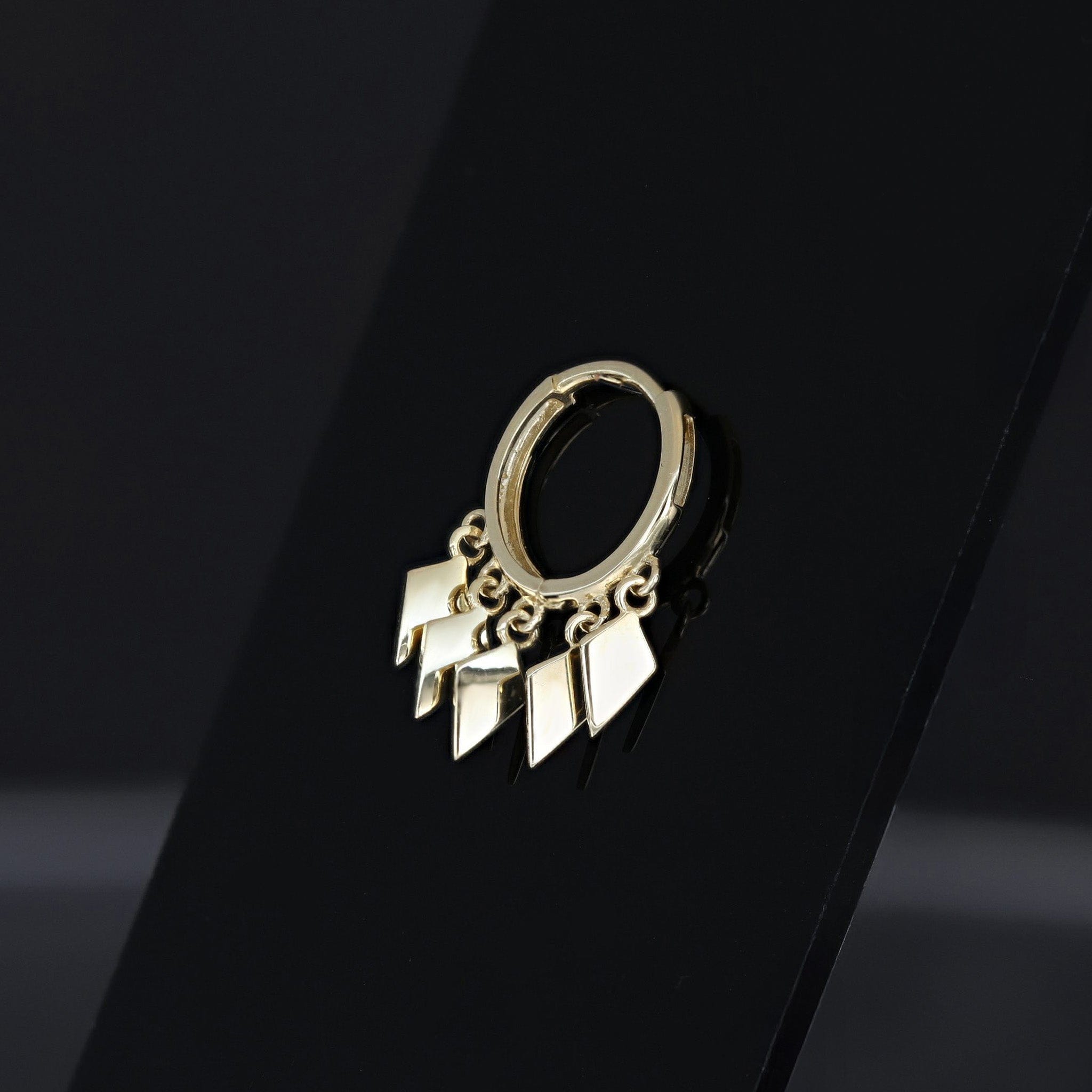 BEATTI Ring Gold / Pair Golden Diamond Fringe Dangle Hoops OT402778 Golden Diamond Fringe Dangle Hoops