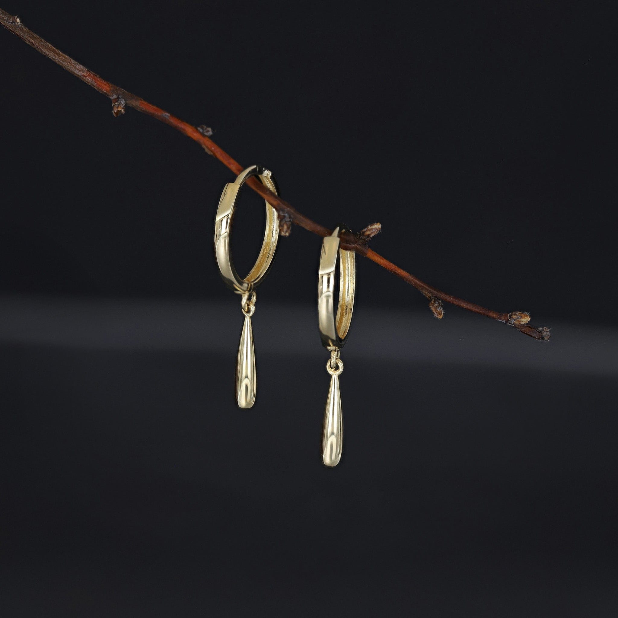 BEATTI Chain Earrings Gold / Pair Slim Drop Charm Hoops OT402793 Slim Drop Charm Hoops