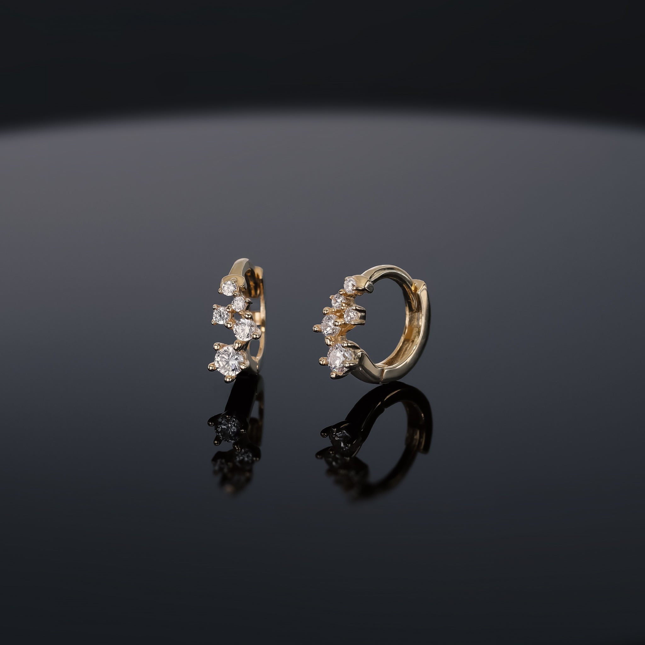 Ami 14K Gold Multi CZ Hoop Earring