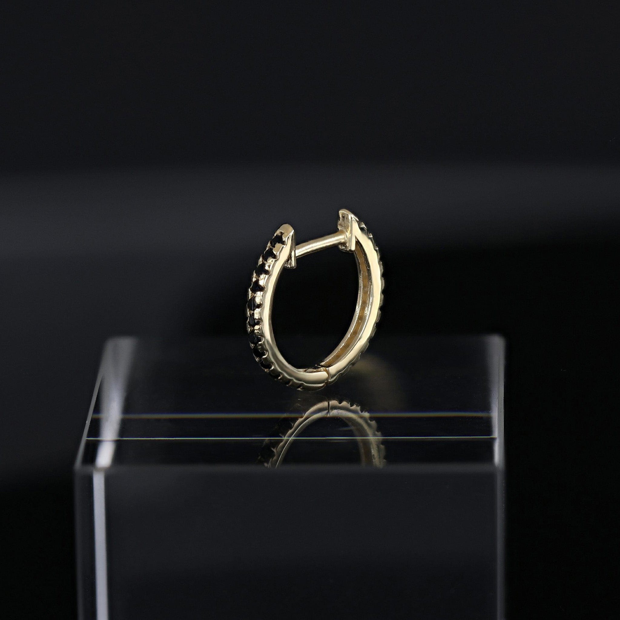 BEATTI Barbell Black & White CZ Reversible Hoops Black & White CZ Reversible Hoops