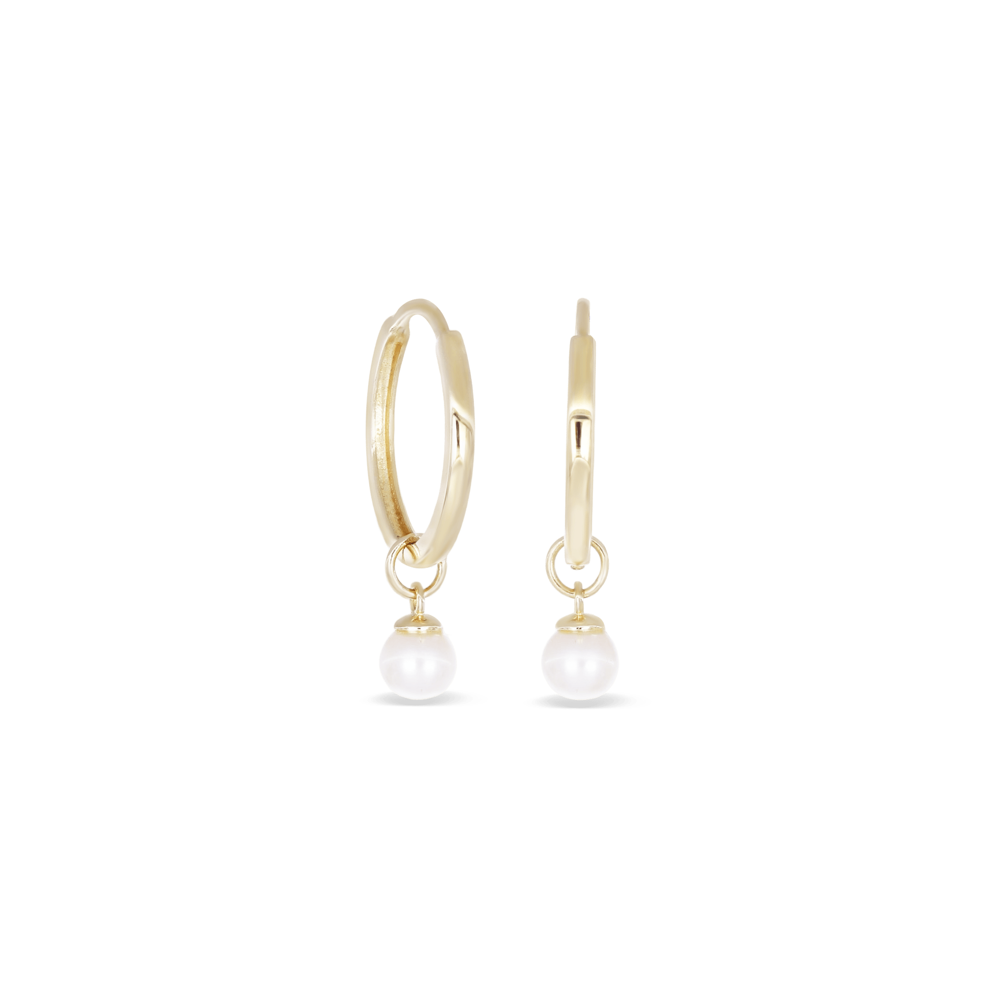BEATTI Barbell Gold OT4985 • 14K Gold Pearl Swing Hoops OT4985 OT4985 • 14K Gold Pearl Swing Hoops