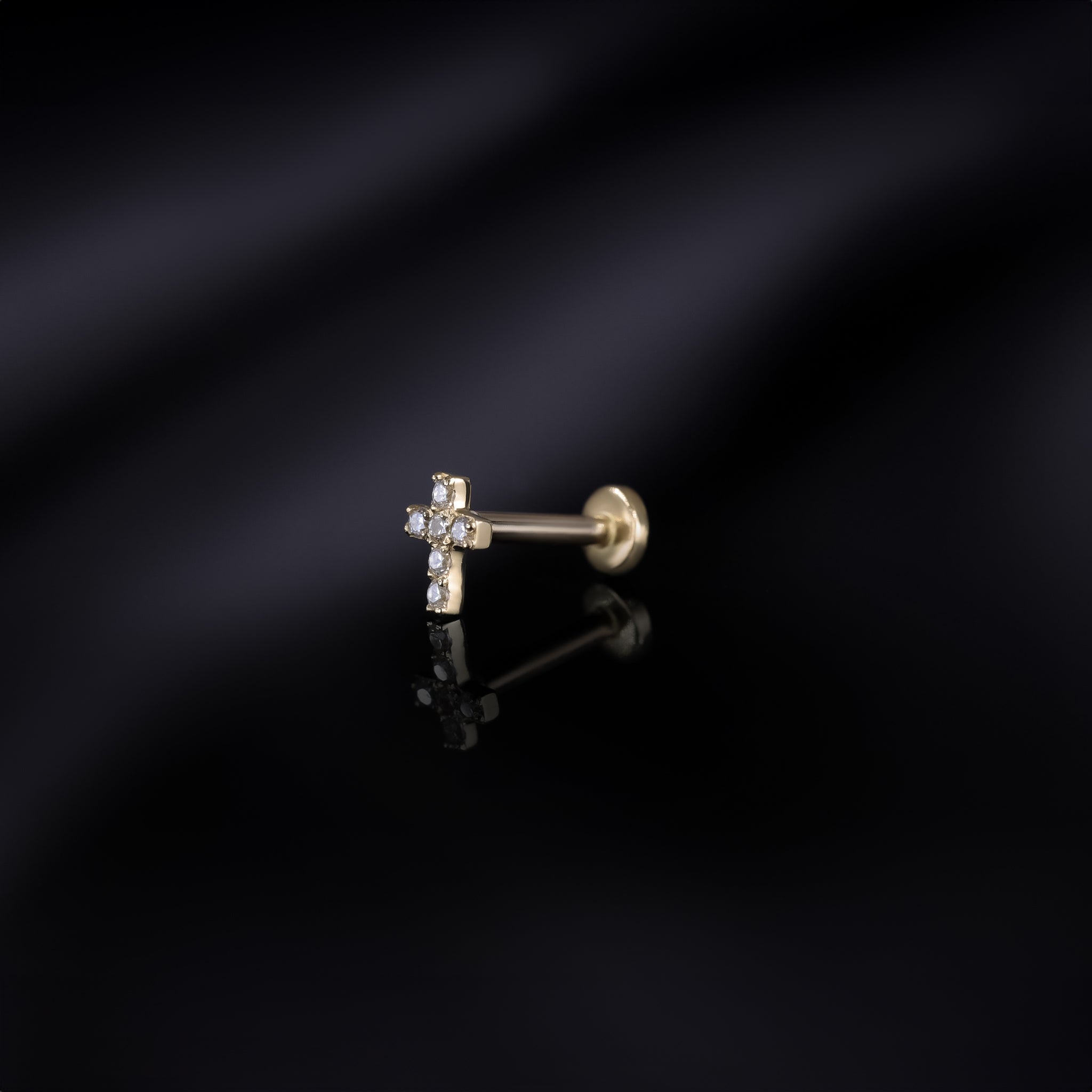 14K Gold Tiny Cross Internally Threaded