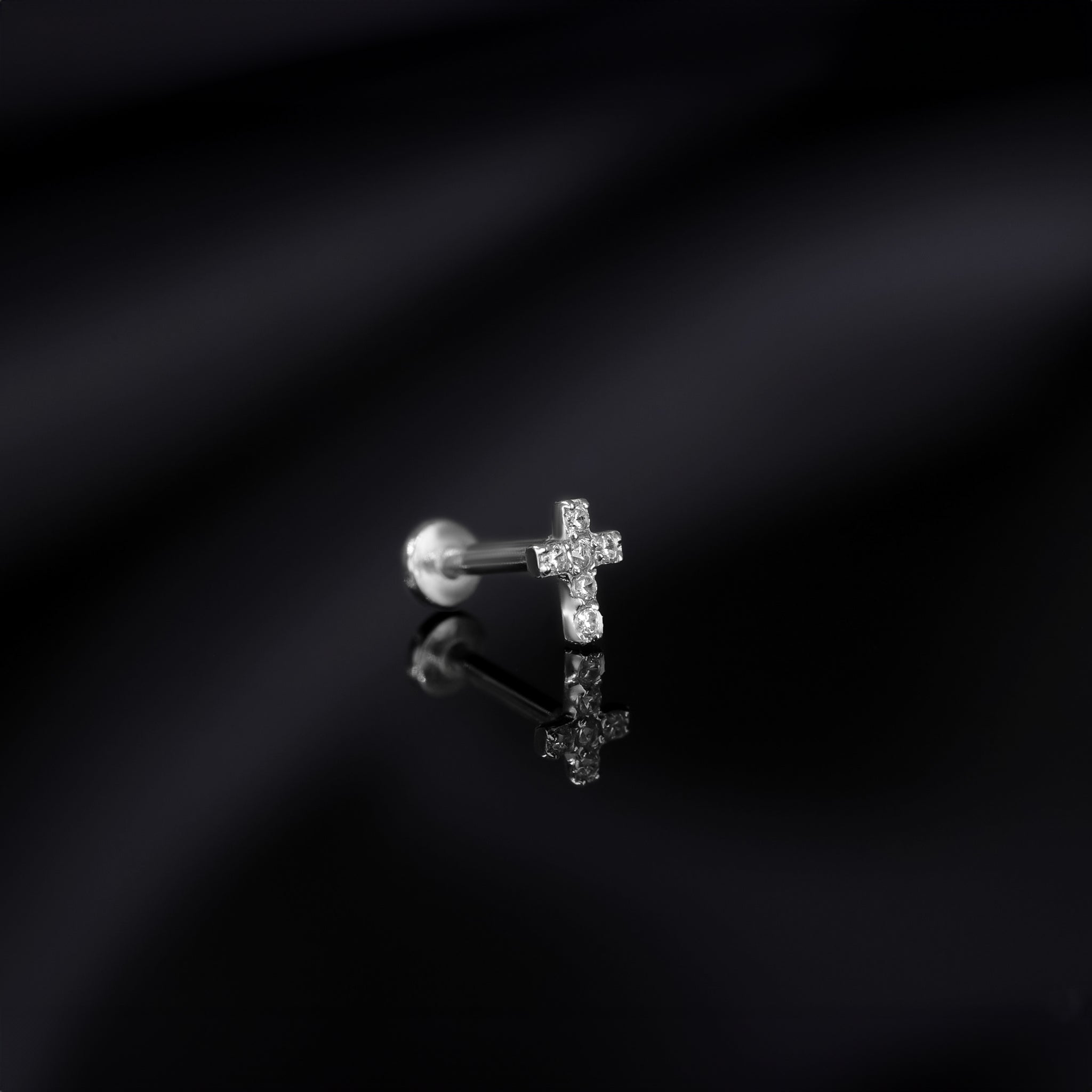 14K Gold Tiny Cross Internally Threaded