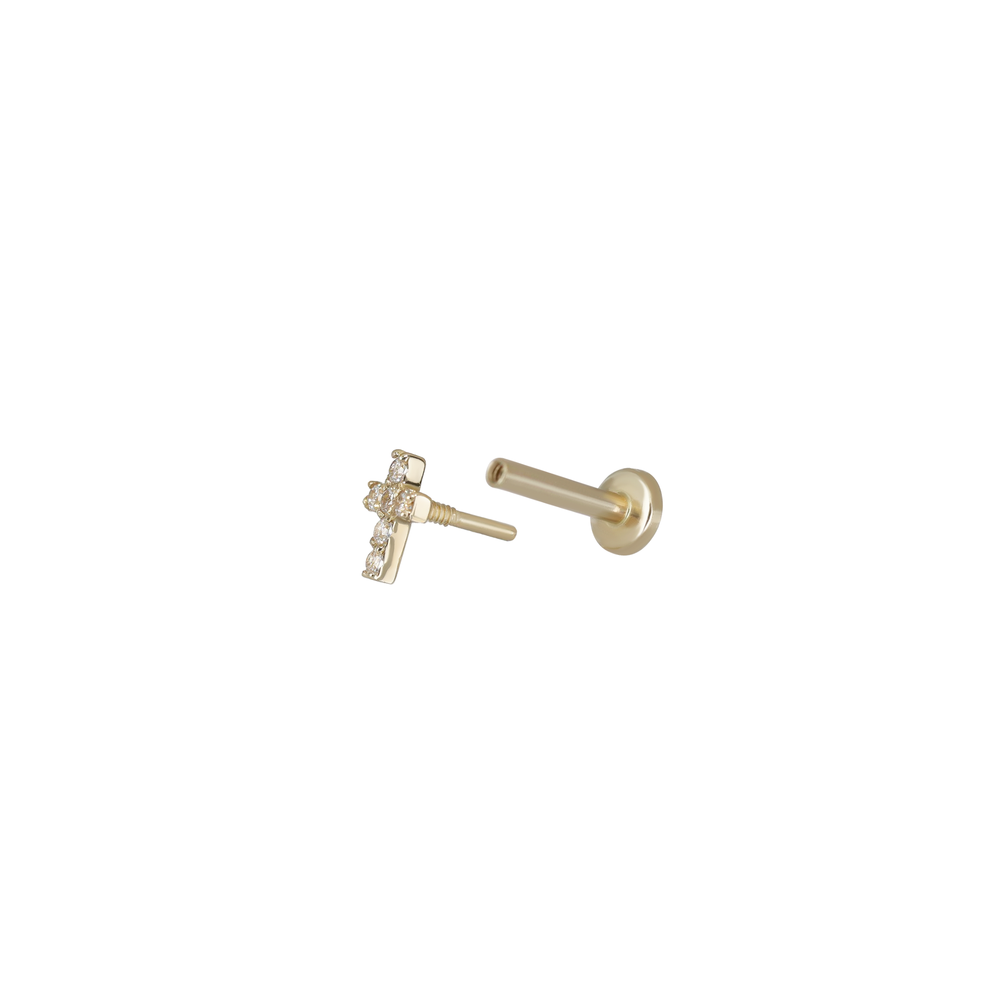 14K Gold Tiny Cross Internally Threaded