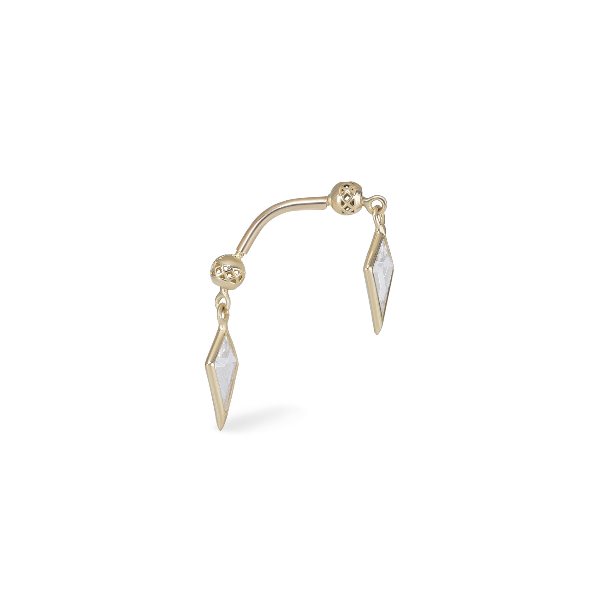 Riké • 14K Solid Gold Double Diamond Piercing in Curved Bar