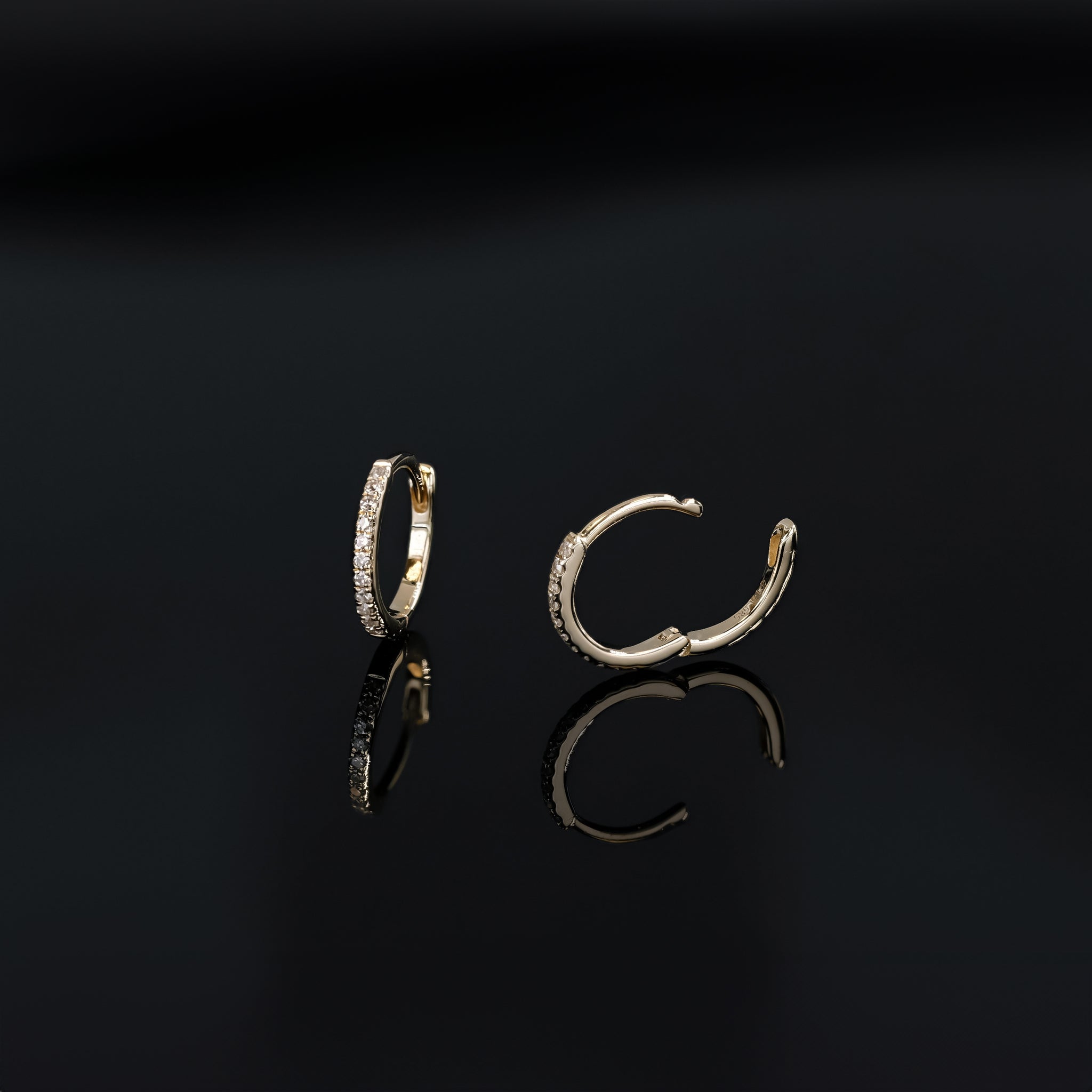 14K gold 10mm Diamond hoops in yellow gold