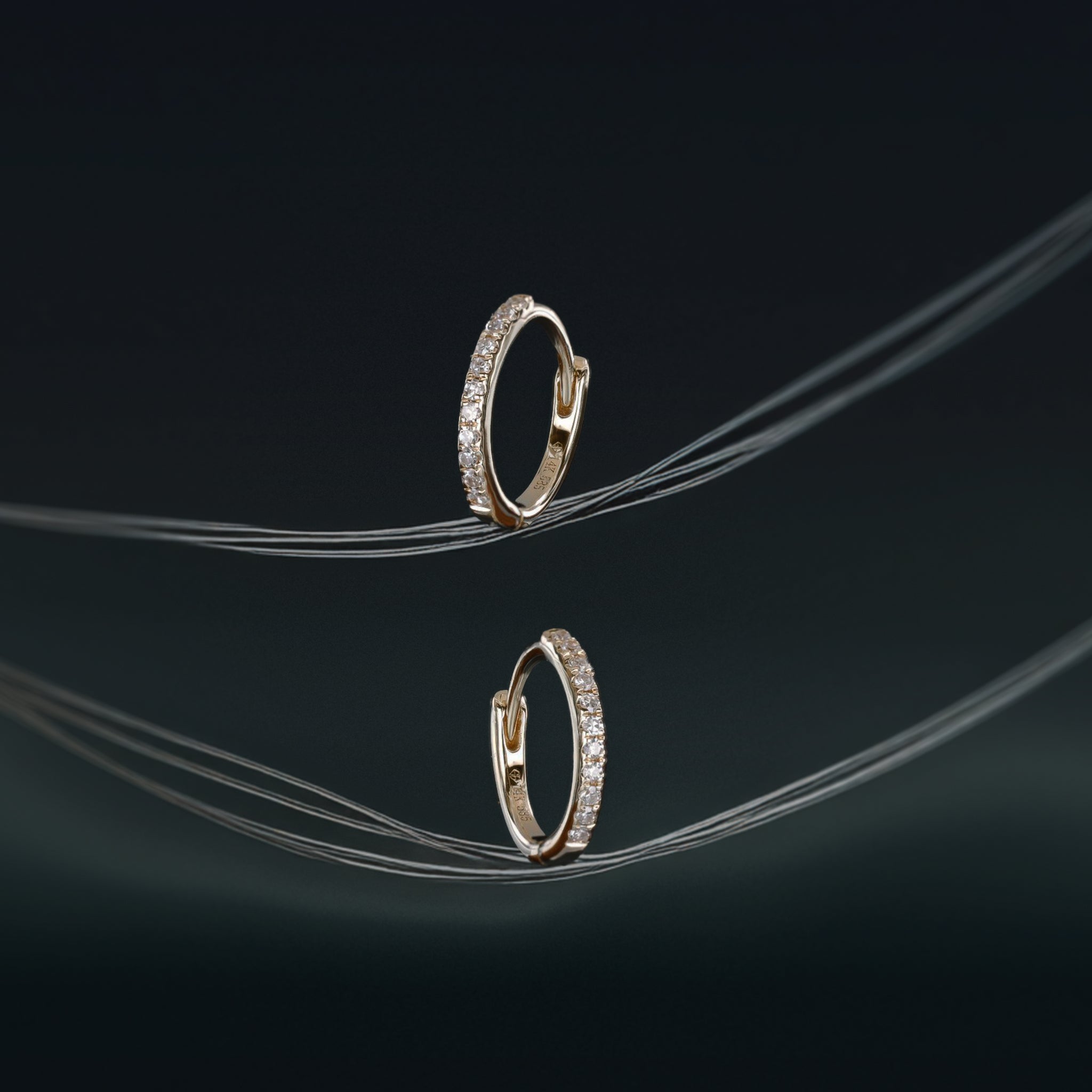 14K gold 10mm Diamond hoops in yellow gold