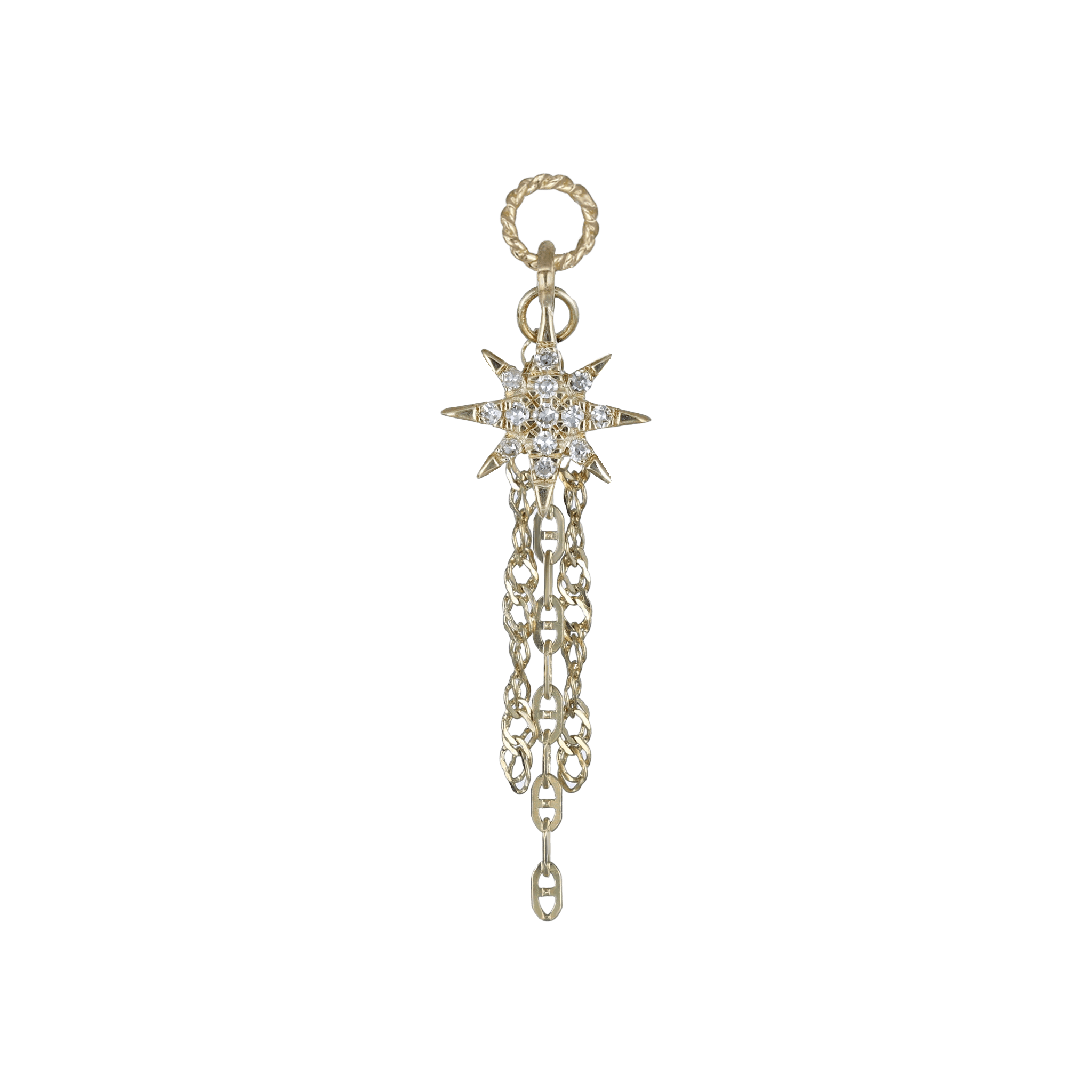 BEATTI Charms Gold / White Diamond Star Diamond Charm with Draped Tassel Chains SJ901 WD Star Diamond Charm with Draped Tassel Chains