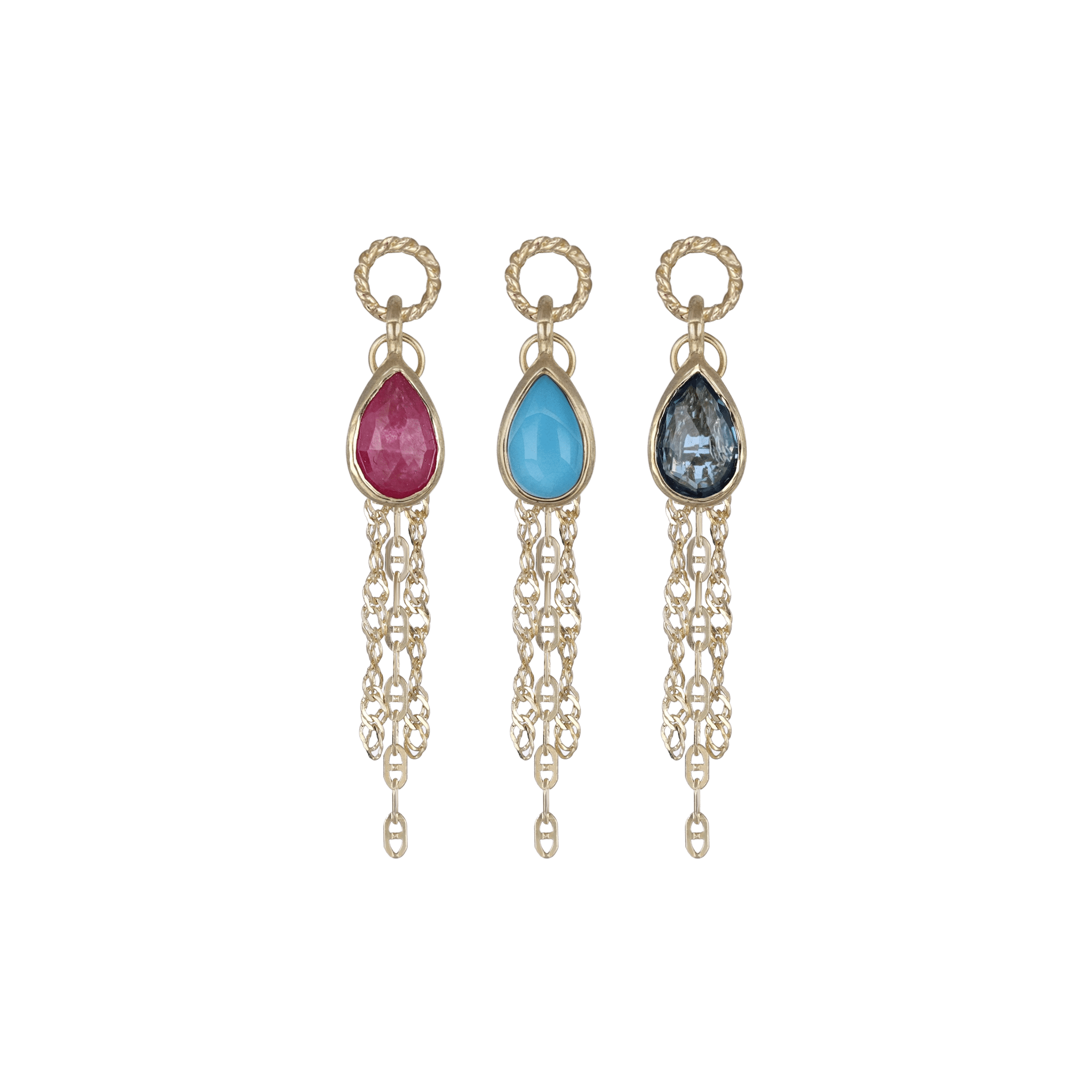BEATTI Charms Tear-Drop Charm with Draped Tassel Chains Tear-Drop Charm with Draped Tassel Chains