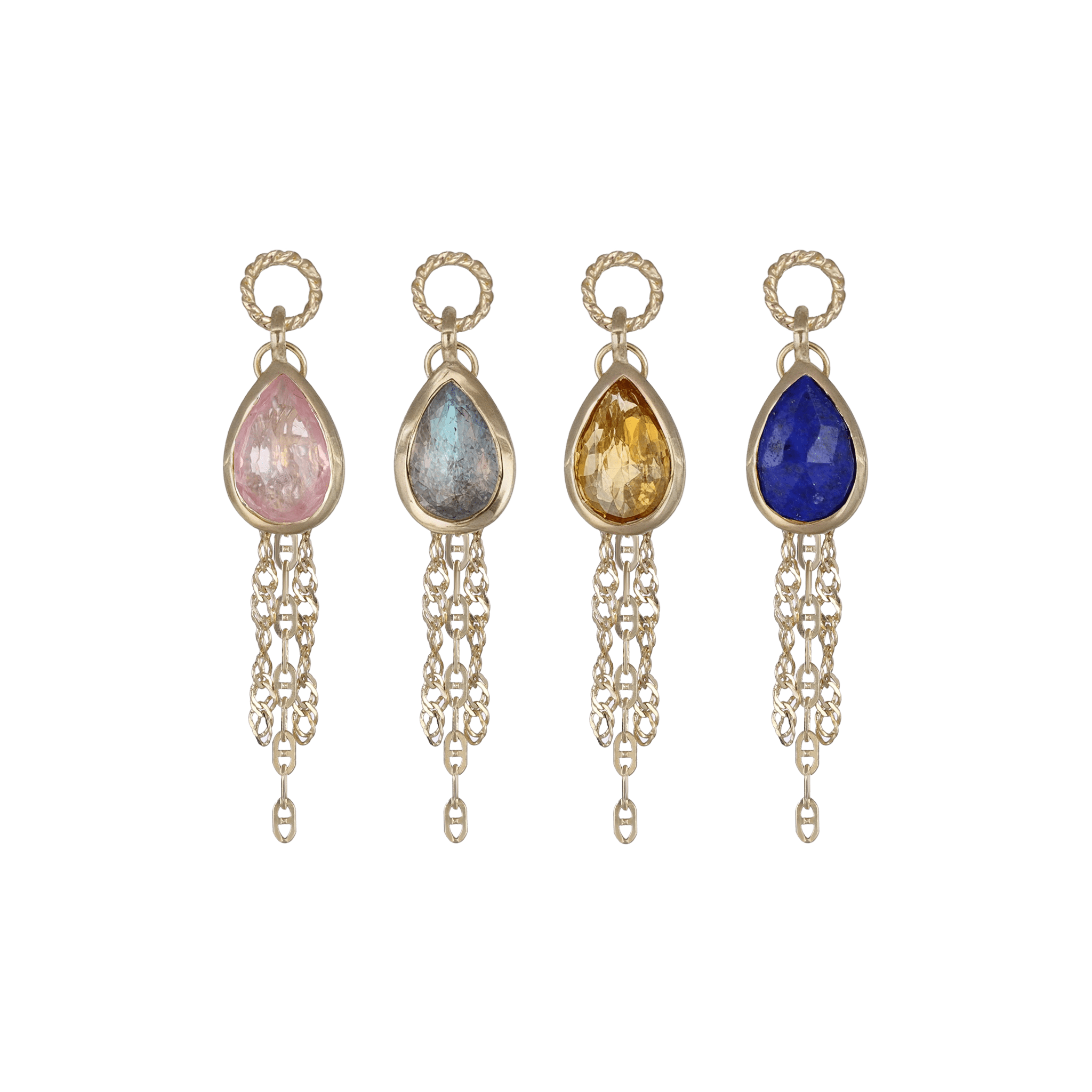BEATTI Charms Water-Drop Charm with Draped Tassel Chains Water-Drop Charm with Draped Tassel Chains